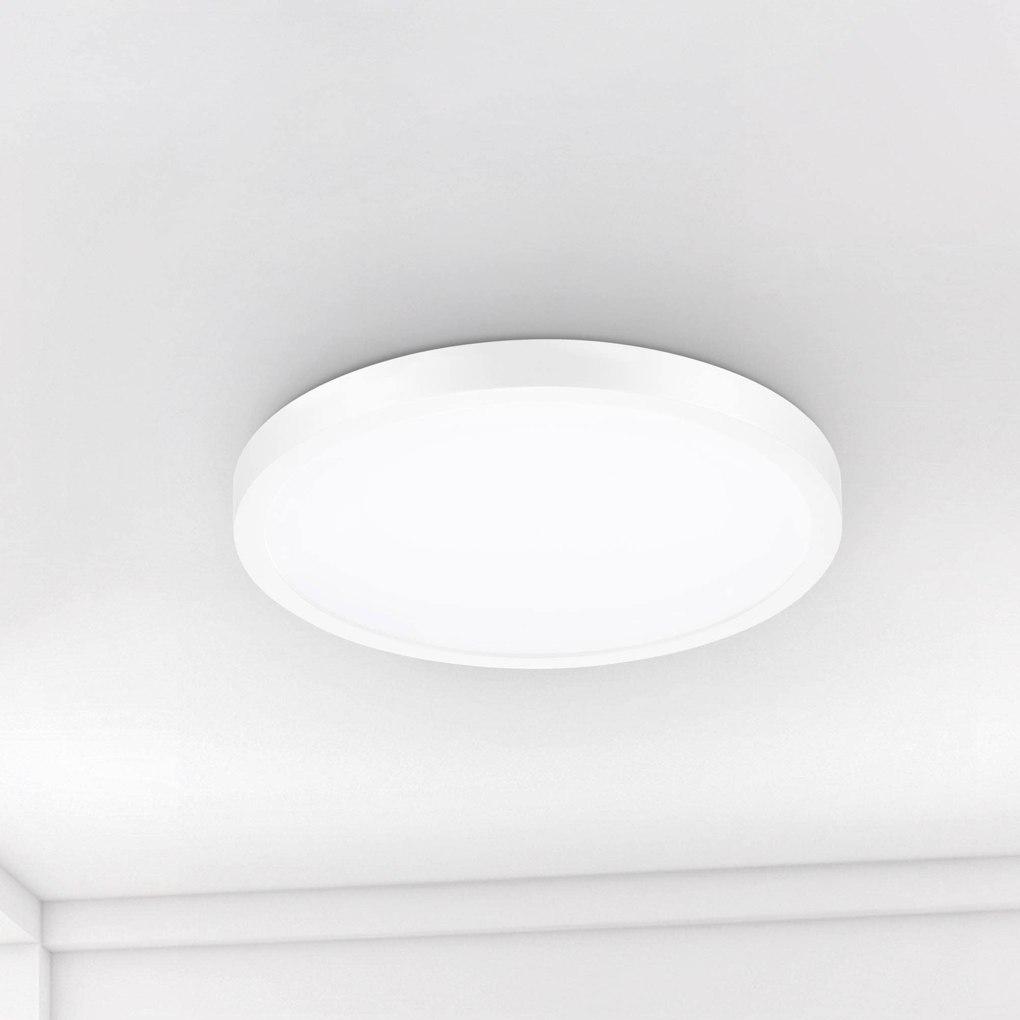 Project Source 43542 Edge Light 1 -Light 13-in Matte White Indoor/Outdoor Integrated LED Flush Mount Light 2 -Pack