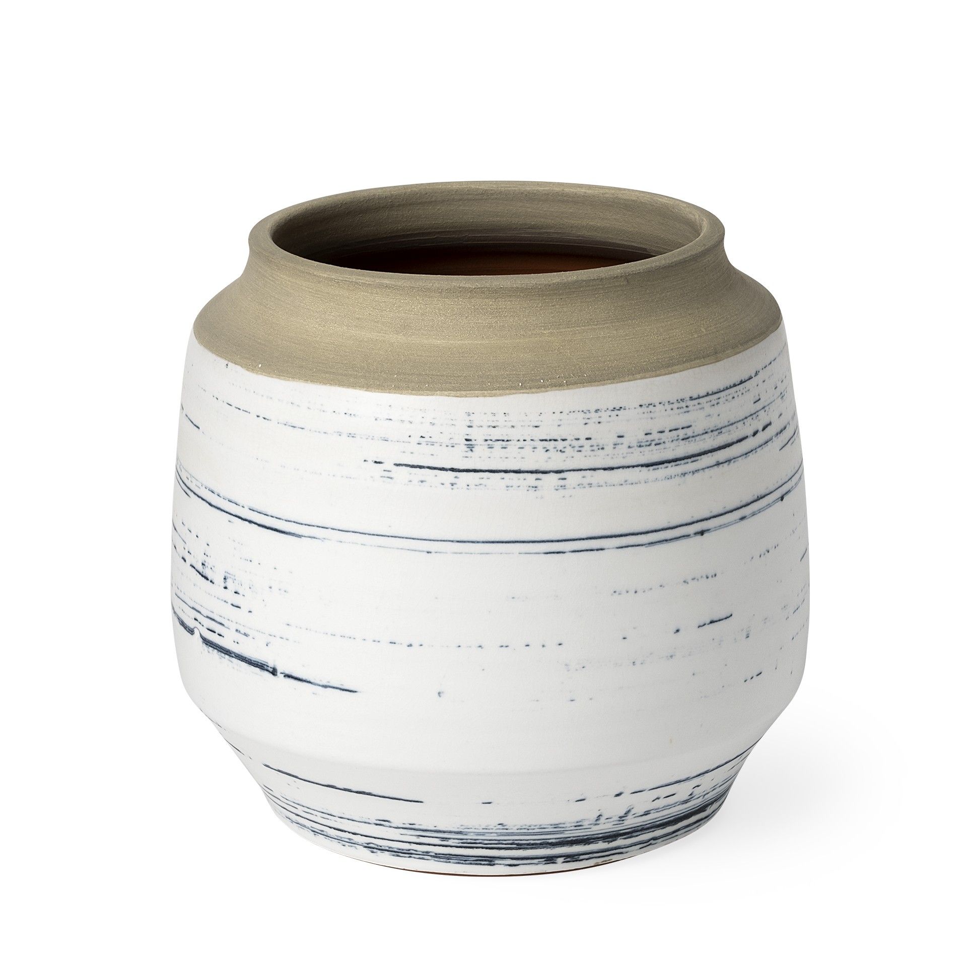 Slickblue Modern Blue-Sand-White Ceramic Decorative Table Vase with Abstract Pattern for Living Room Bedroom Dining Room Table Console or Desk Display