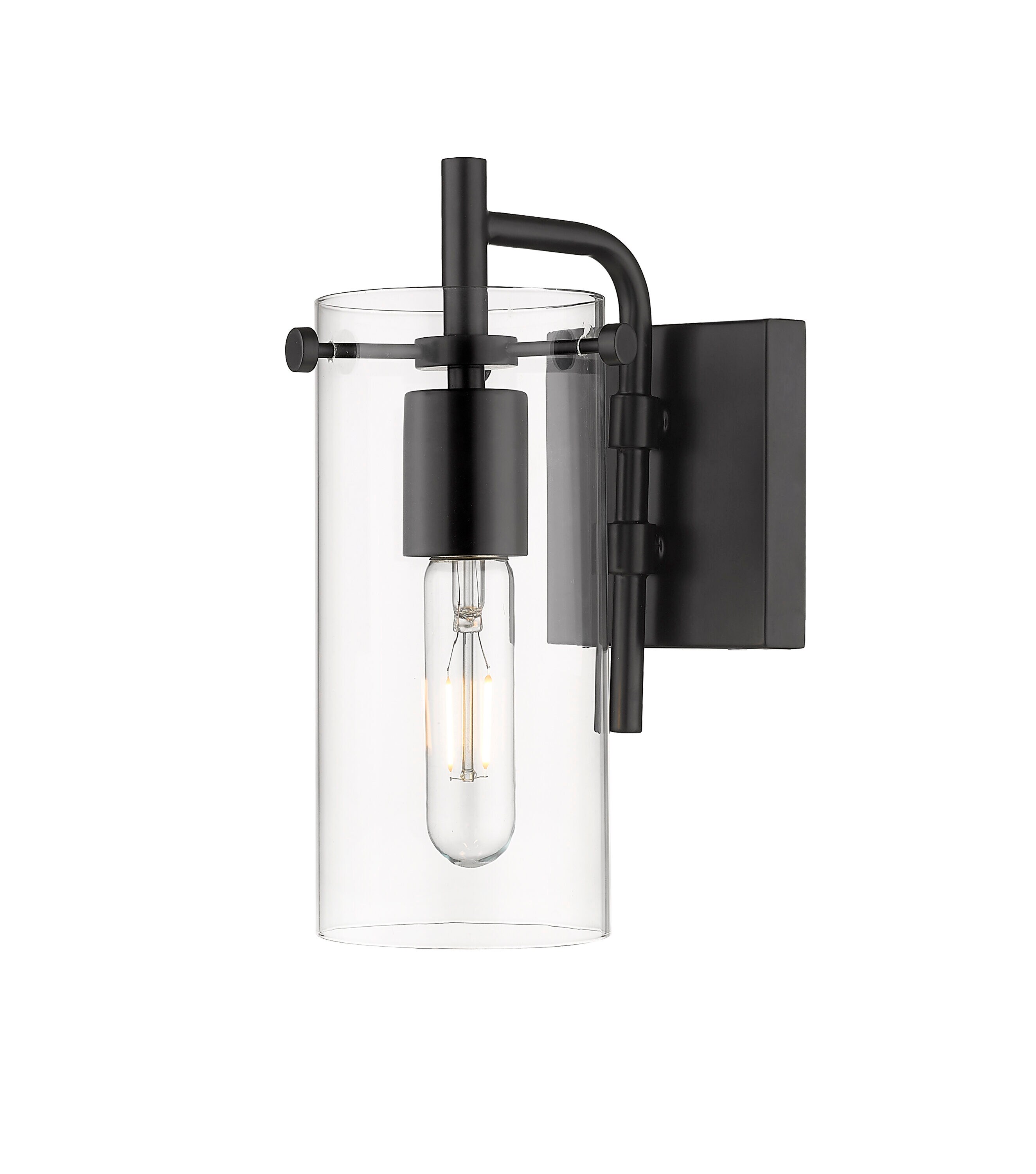 Innovations Lighting 352-1W-BK-CL Press 4.5-in 1 -Light Matte Black Transitional Vanity light