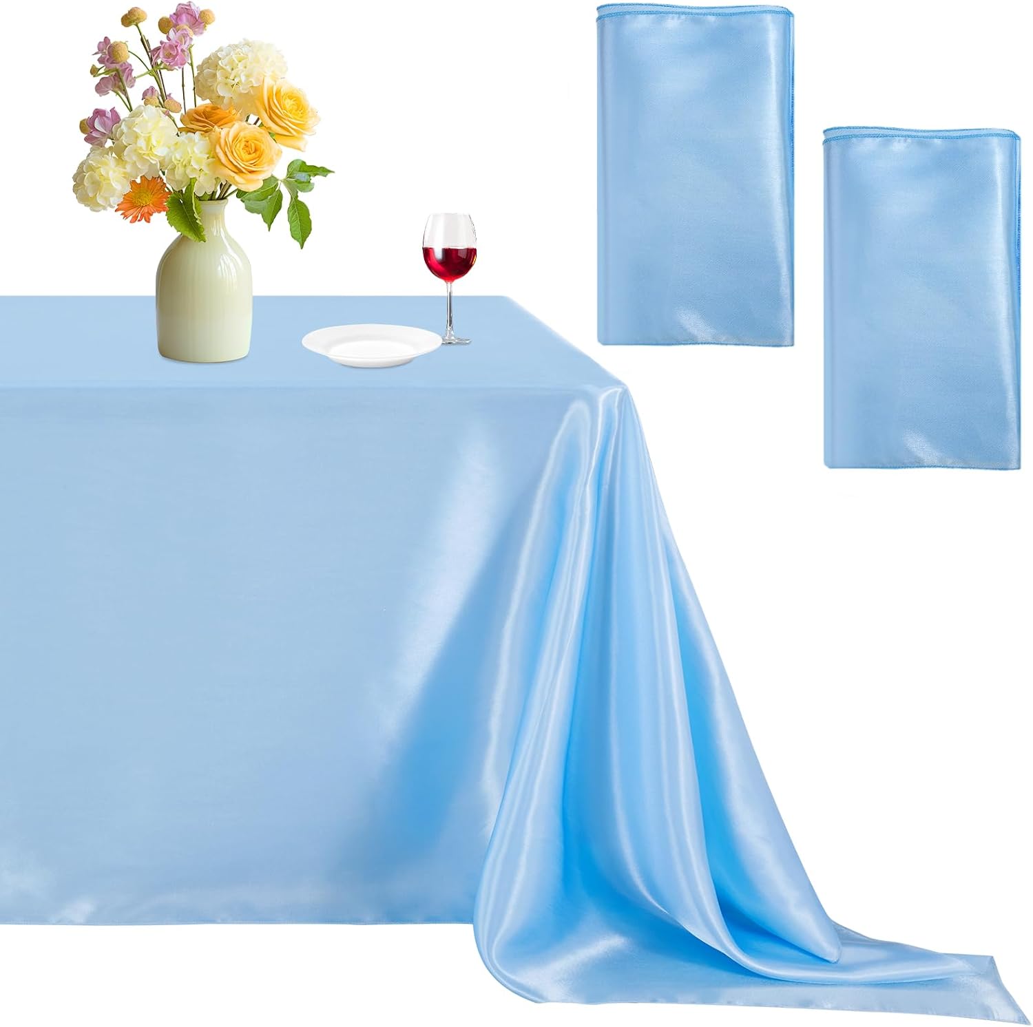 B-Cool B0DCVVZV3W Baby Shower Satin Tablecloth 2 Pack 57x120inch Party Tablecloth Rectangle Cake Table Overlays for Holiday Wedding Baby Shower Ceremony