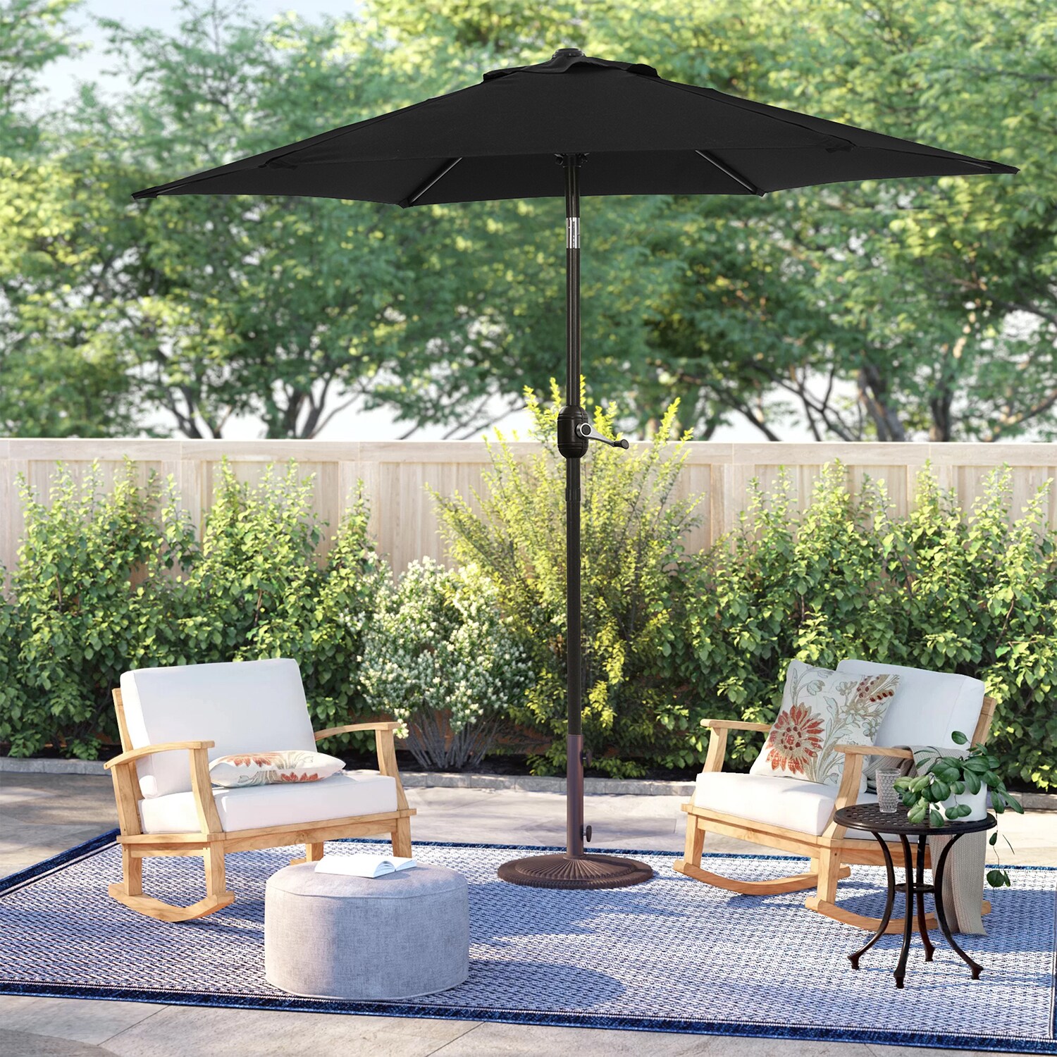 CASAINC 7.5-ft Black Crank Market Patio Umbrella in the Patio Umbrellas ...