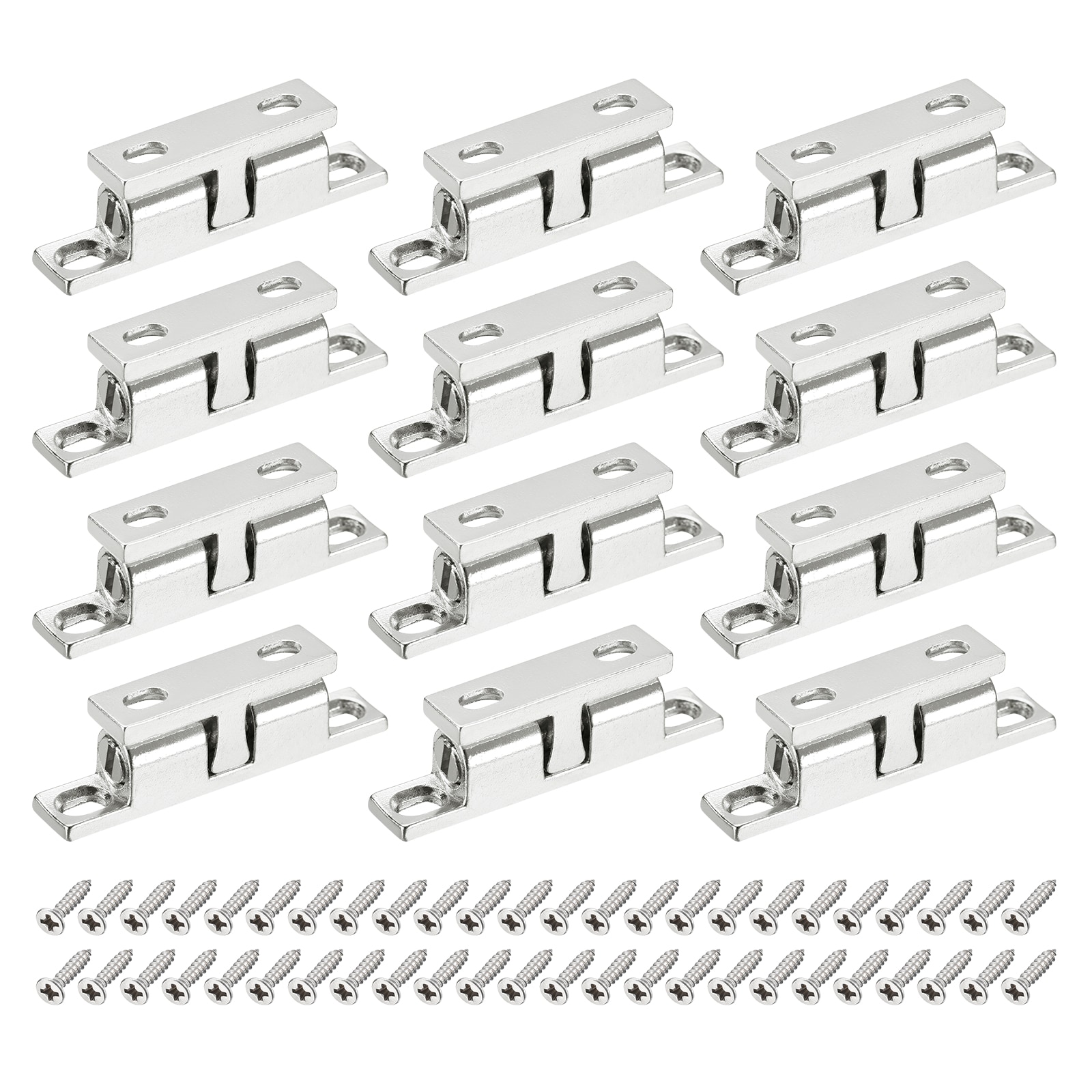 Unique Bargains 12Pcs 1.69 Inch Double Ball Tension Roller Catch Zinc Alloy Tension Latch for Cabinet Closet Furniture Door Silver