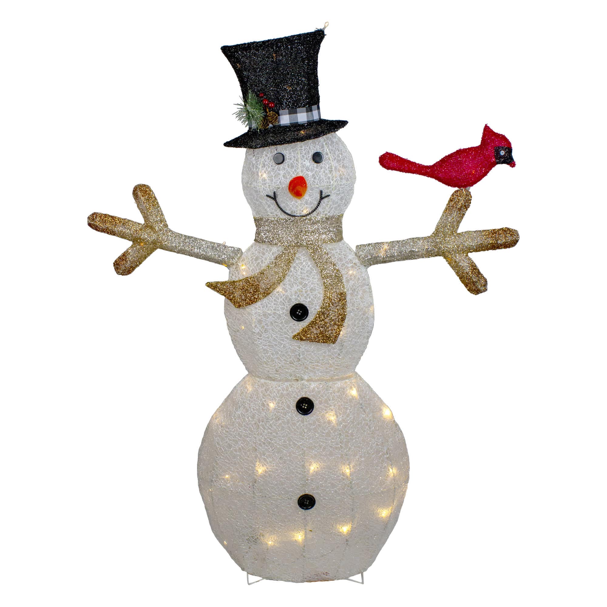 Northlight - 49 inch White and Black LED Lighted Snowman with Top Hat Christmas Outdoor Decoration