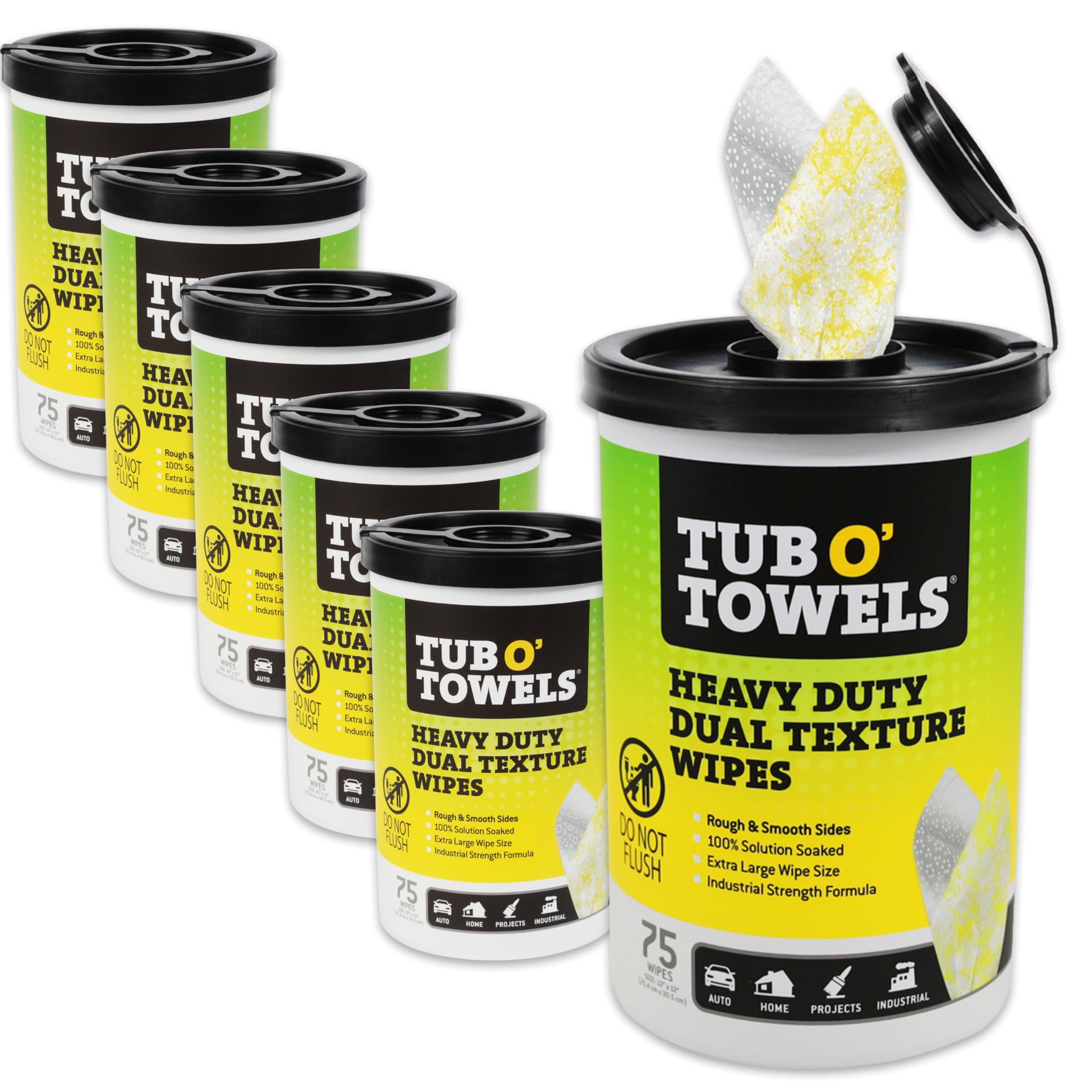 Tub O' Towels - Tub O Towels TW75 Heavy-Duty 10 x 12 Size Multi-Surface Cleaning Wipes Dual Textu...