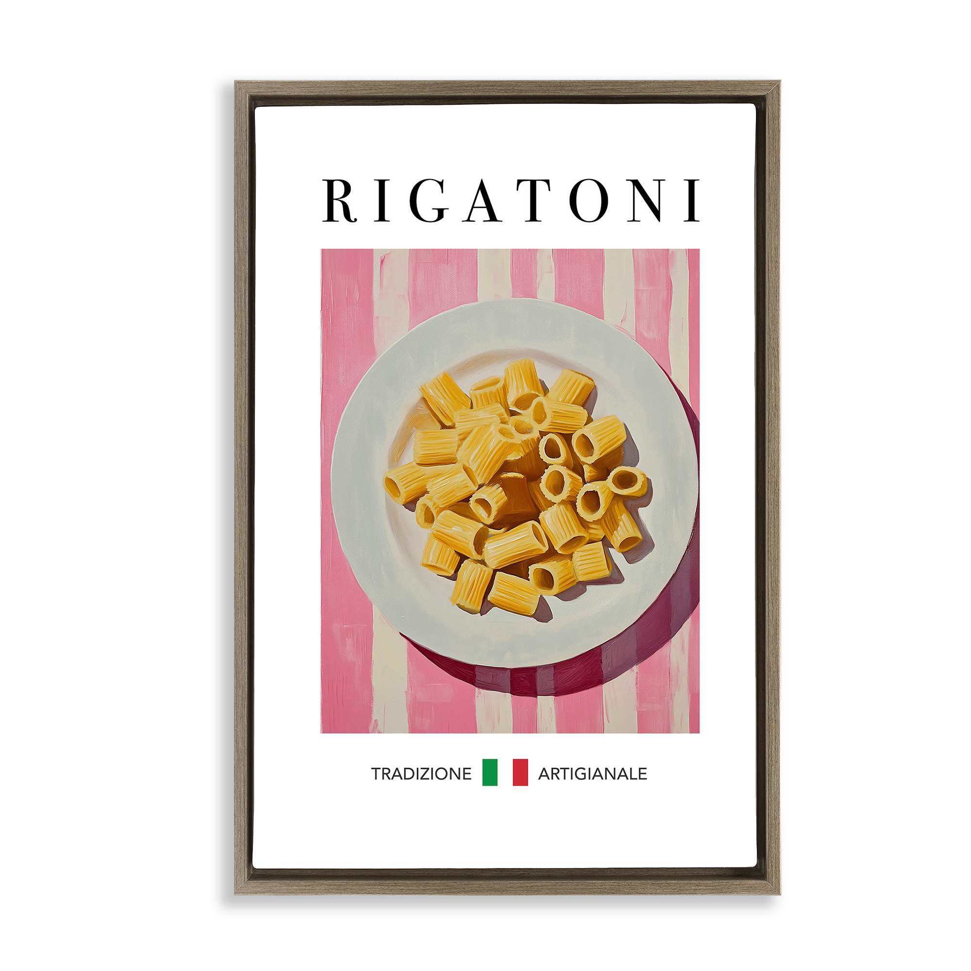 Stupell Industries BT-223-FFE-16X24 Traditional Rigatoni Pasta Brown Framed Floater Canvas Wall Art By Andreas Magnusson 17 x 25