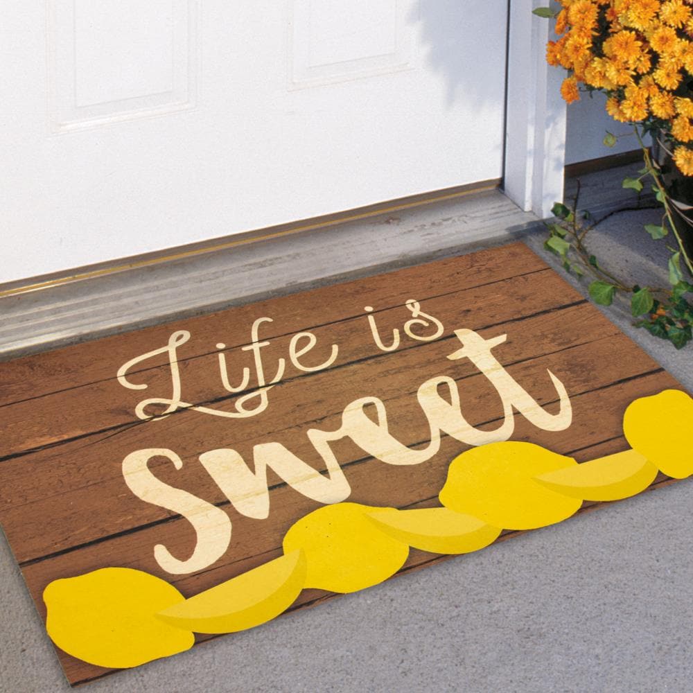 Mohawk Home B1014-18589-18X30 1-1/2-ft x 2-1/2-ft Lemon Plank Recycled Rubber Rectangular Indoor or Outdoor Door Mat