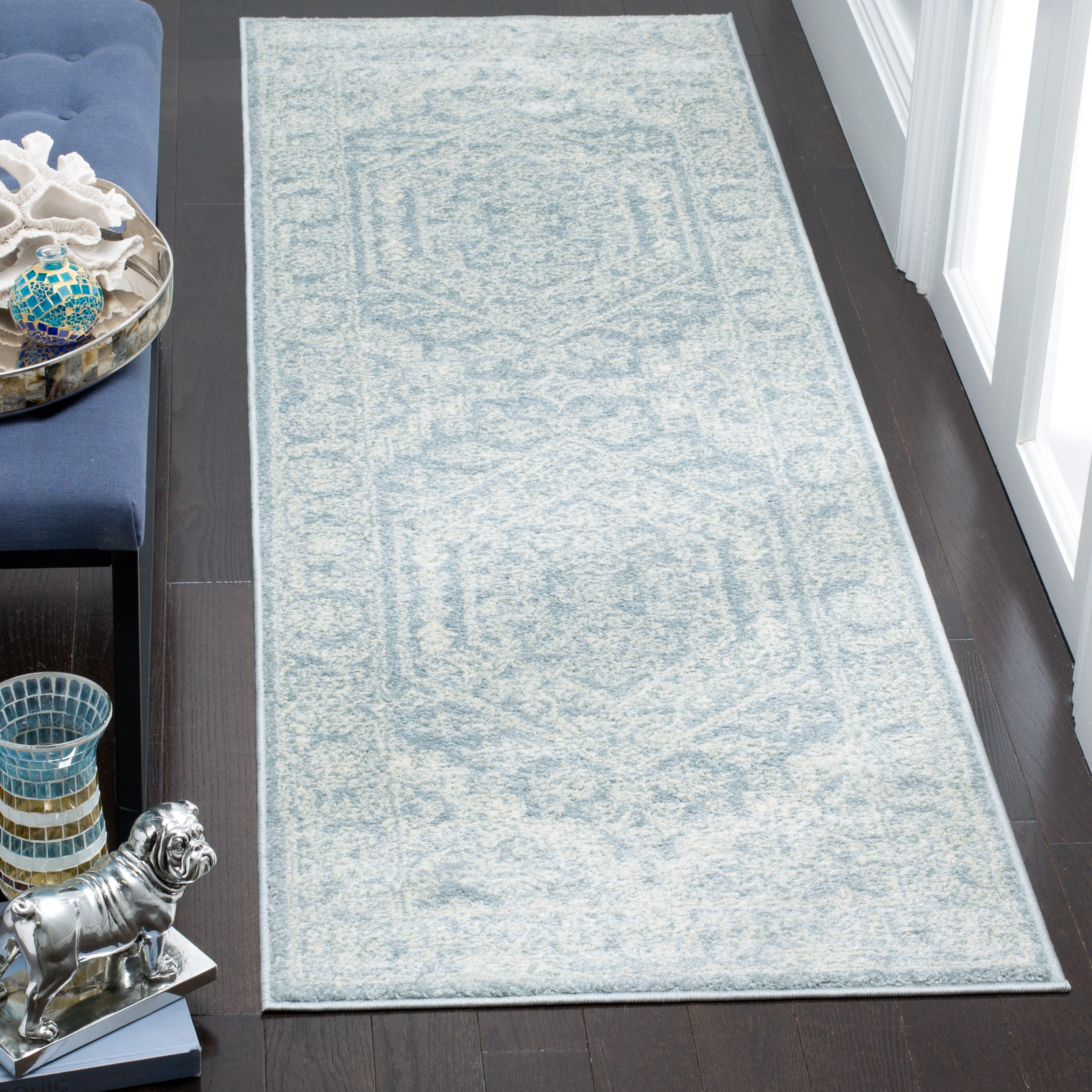 Safavieh ADR108T-26 Adirondack Herati 3 x 6 (ft) Loomed Polypropylene Slate/Ivory Rectangular Indoor Lodge Runner rug