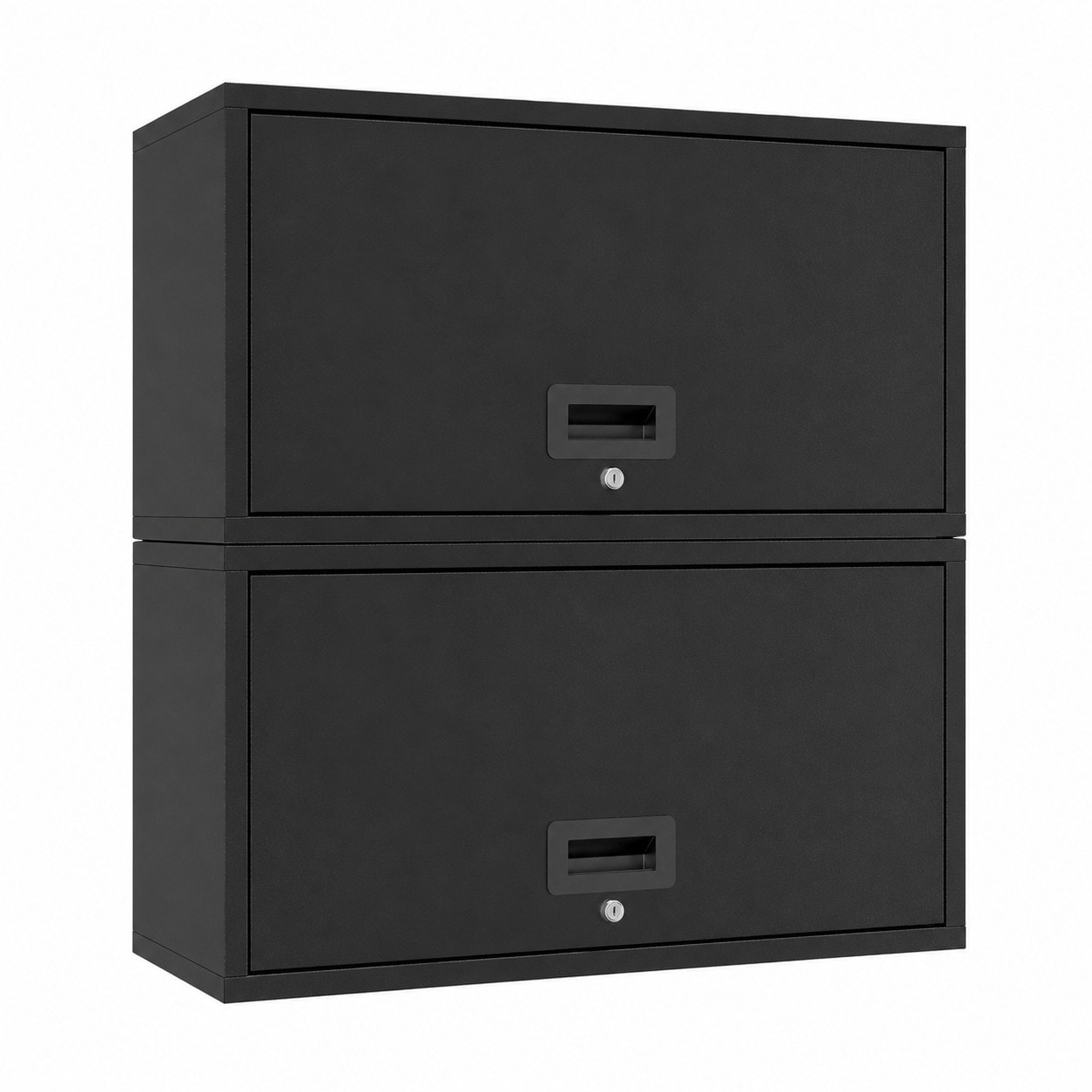 LUXEYARD 2PCS Wall Mounted Heavy Duty Garage Cabinet Sliding Door Metal Floating Storage Cabinet for Garage Kitchen Basement Warehouse Organization