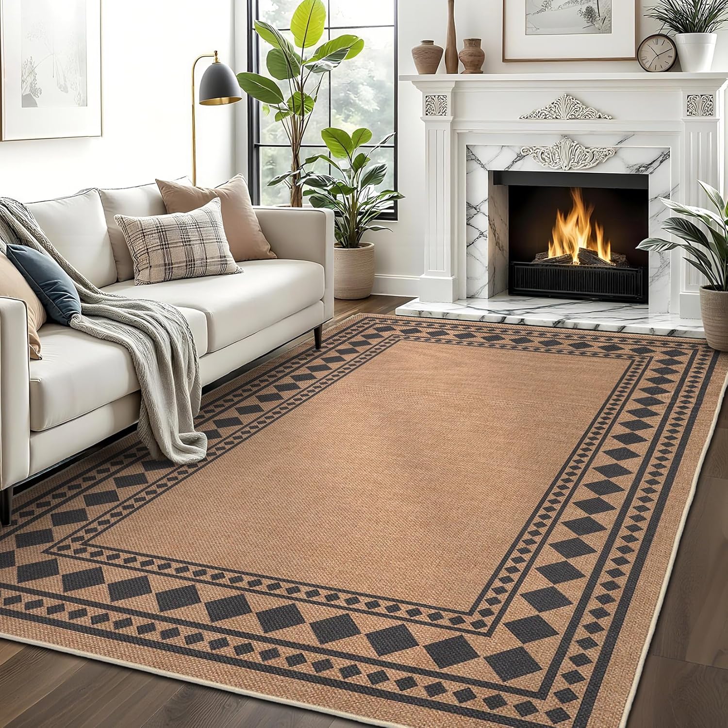 IdealHouse - 8x10FT Machine Washable Area Rugs for Bedroom/ Non-Shedding Ultra-Thin Indoor Outdoo...