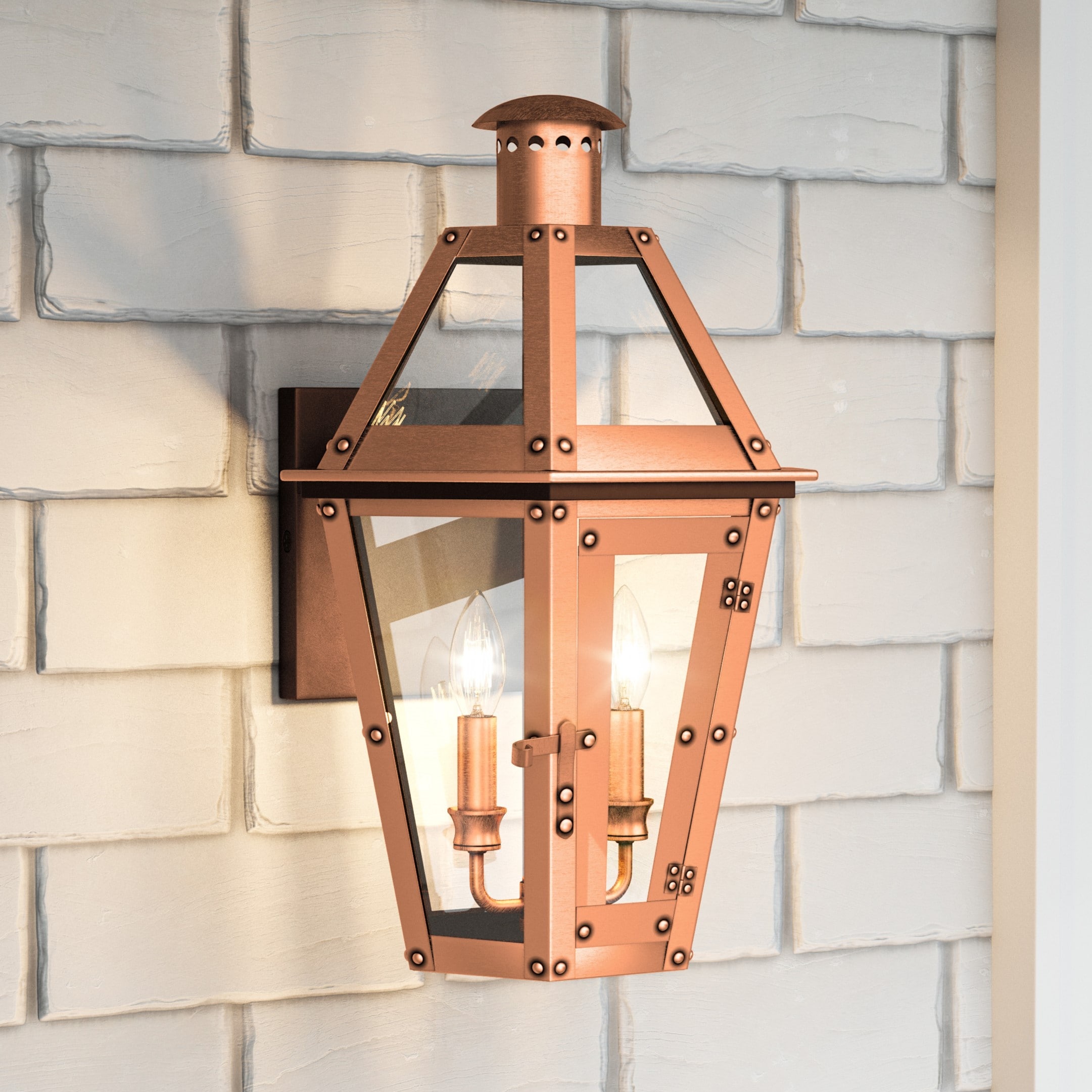 Quoizel BURD8413AC Burdett 2 -Light 18.25-in H Copper Hardwired Outdoor Wall Light