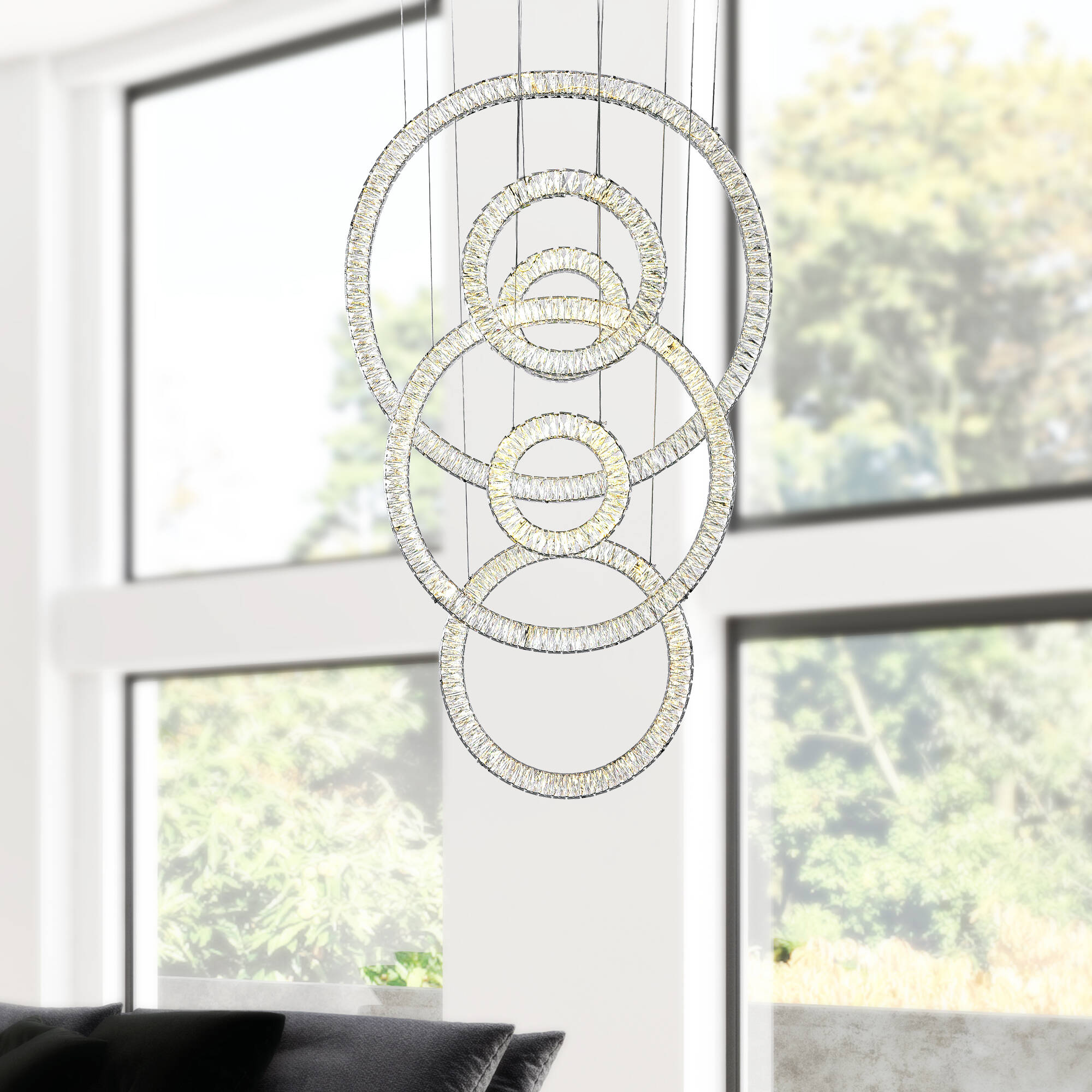 CWI Lighting 1046P34-6-601 Celina Chrome Modern/contemporary Integrated LED For Use in Bathrooms, Bedrooms, Dining Rooms, Foyers, Kitchens, Living Rooms Chandelier