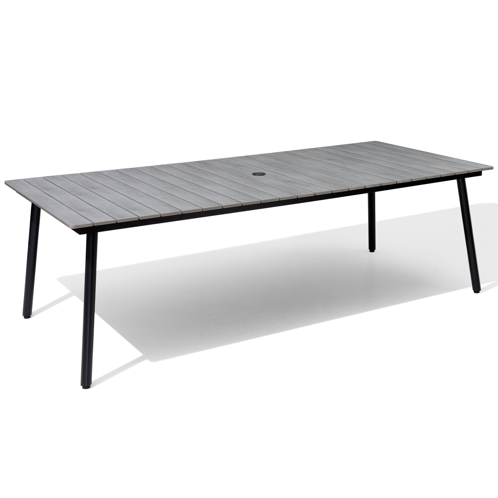 Crestlive Products CL-TB012GRY240 Patio table Rectangle Outdoor Dining Table 42.12-in W x 94.48-in L with Umbrella Hole