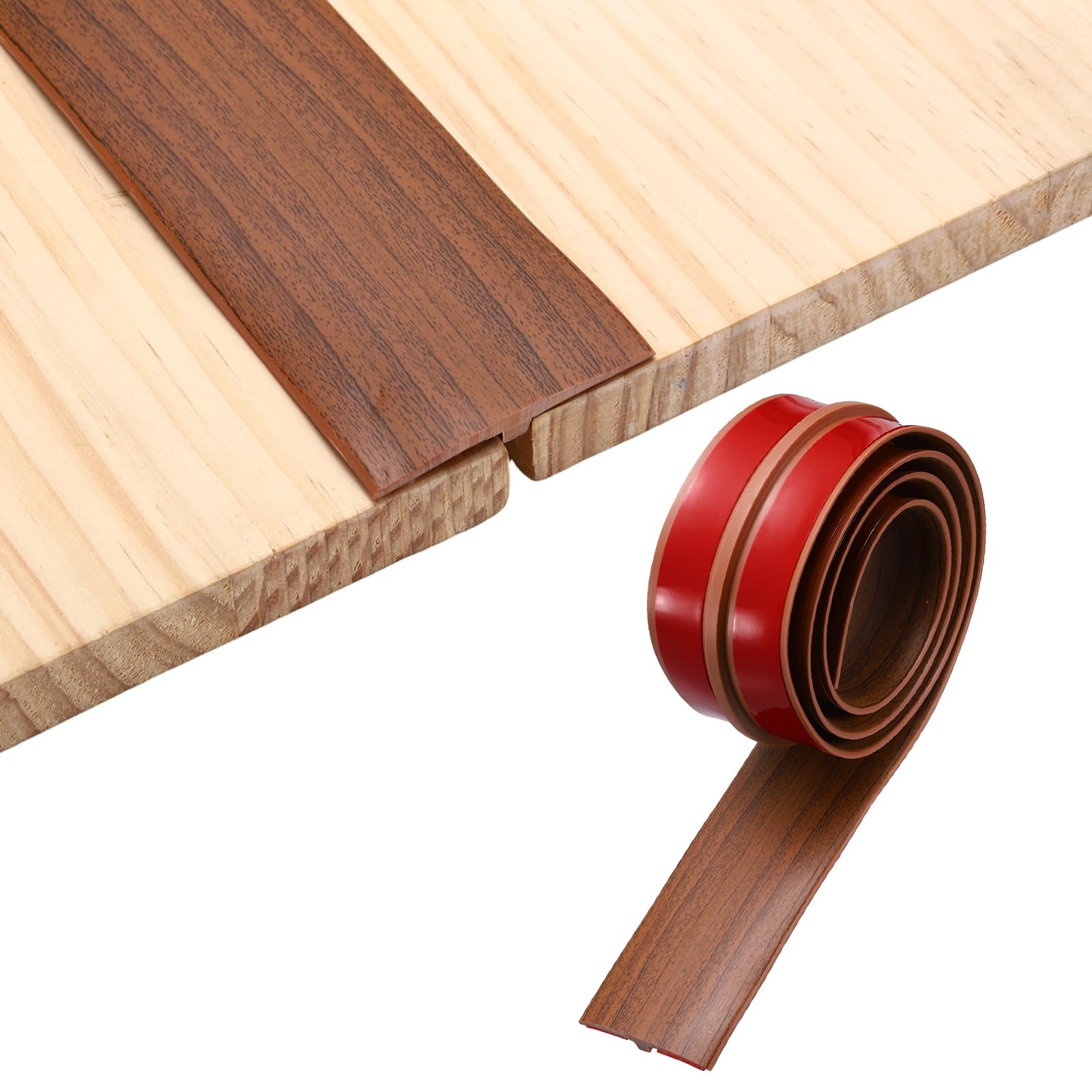 Phewnyzo  Floor Transition Strip 3.2FT x 1.97 in x 0.31 in Self Adhesive Wood Grain Laminate Edge Trim for Flooring Gaps Carpet Transition Dark