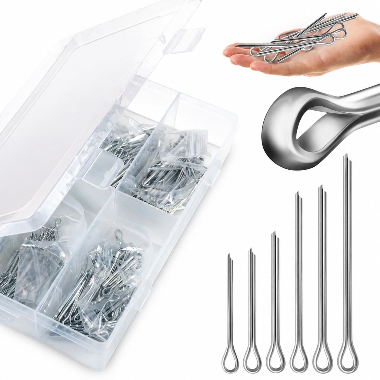 UUDULY  410Pcs Heavy Duty Metal Cotter Pin Assortment Kit with 6 Sizes for Securing Hitch Pins Machinery Lawn Mowers and Automotive Use