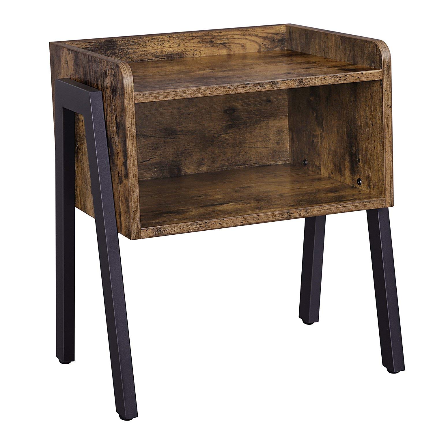 Benzara BM193918 13.7-in W x 20.5-in H Brown Wood Modern End Table with Storage Assembly Required