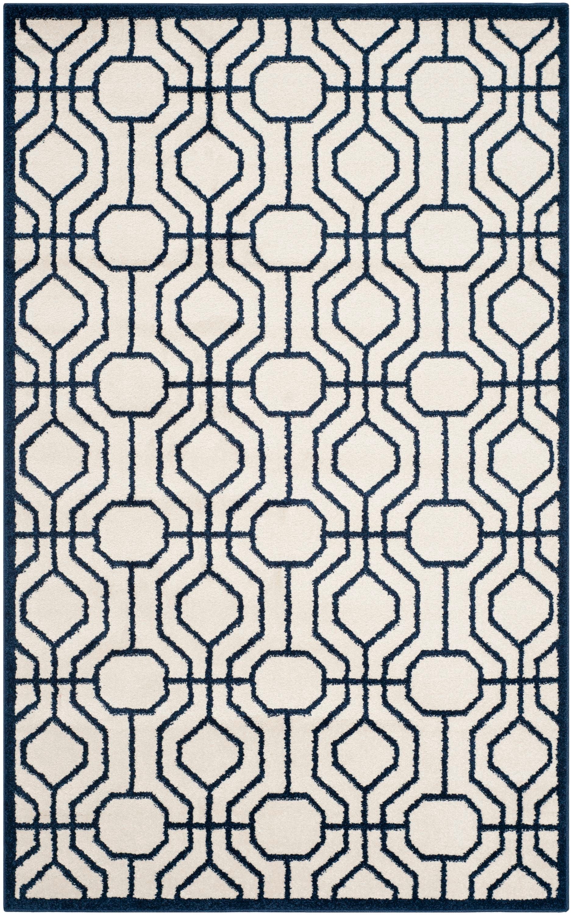 Safavieh AMT416M-5 Amherst Eva 5 x 8 (ft) Loomed Synthetic Ivory/Navy Rectangular Indoor/Outdoor Geometric Area rug