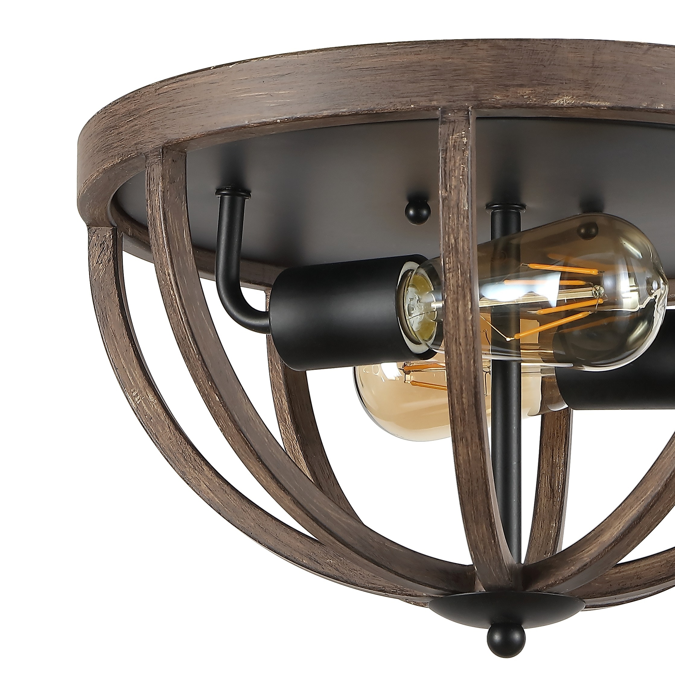 Darlene 13" Rustic Brown Iron LED Flush Mount Light