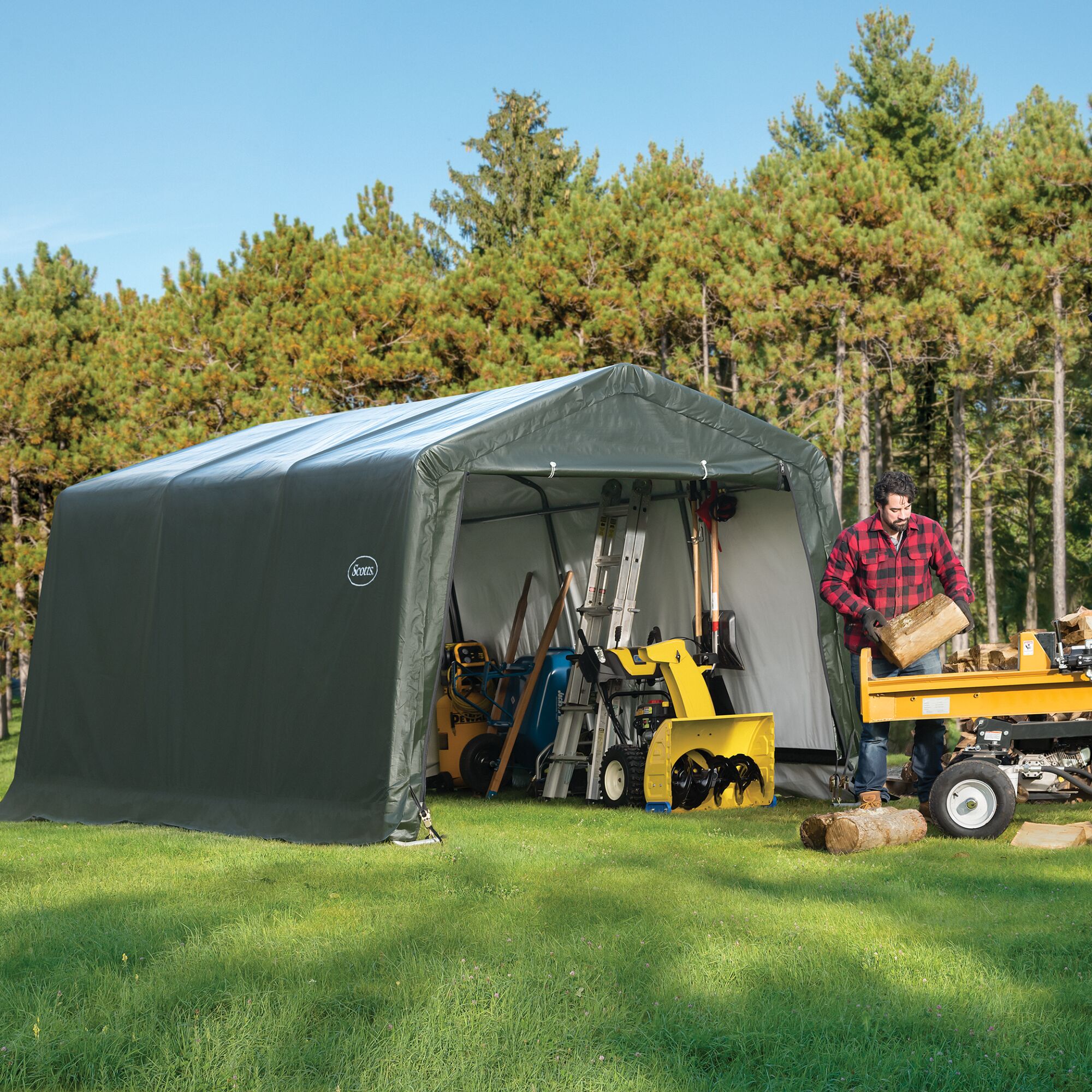 Scotts 10' x 15' Green Steel Frame Storage Shed