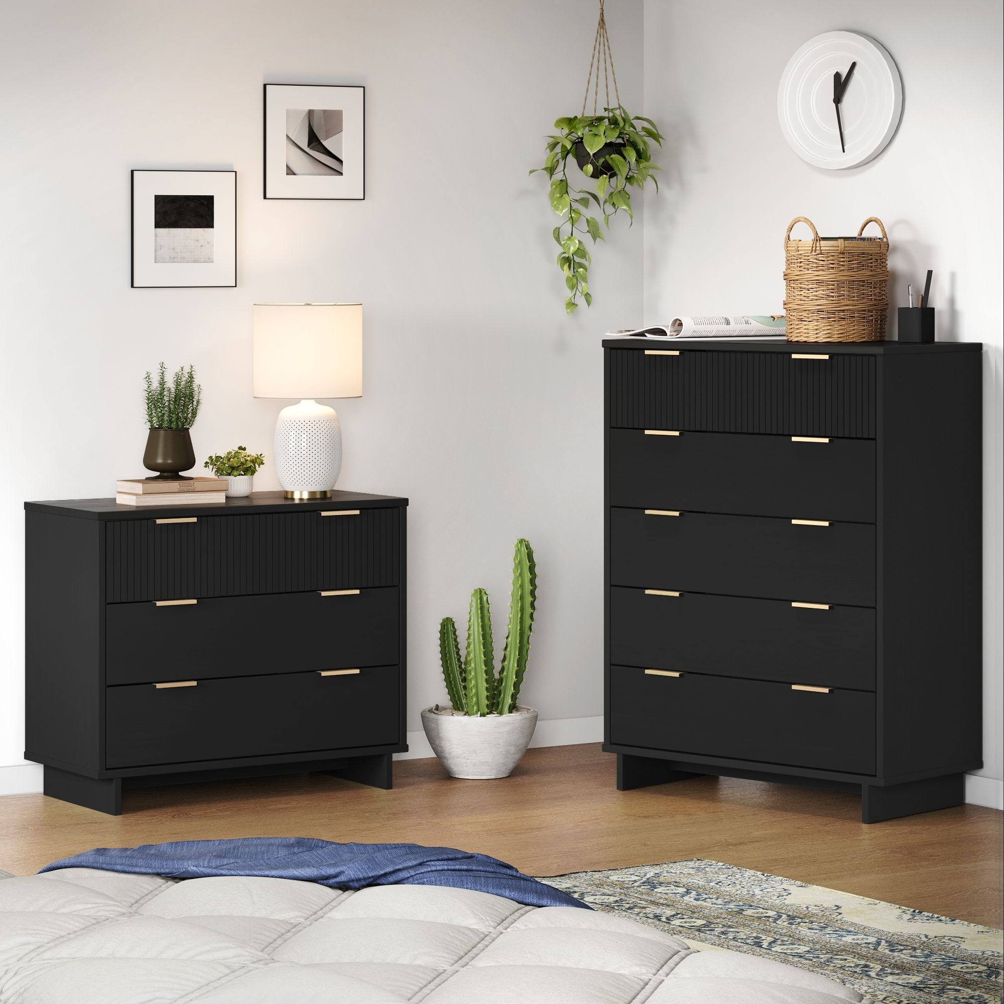 Manhattan Comfort GRAN022 Black Full Bedroom Set