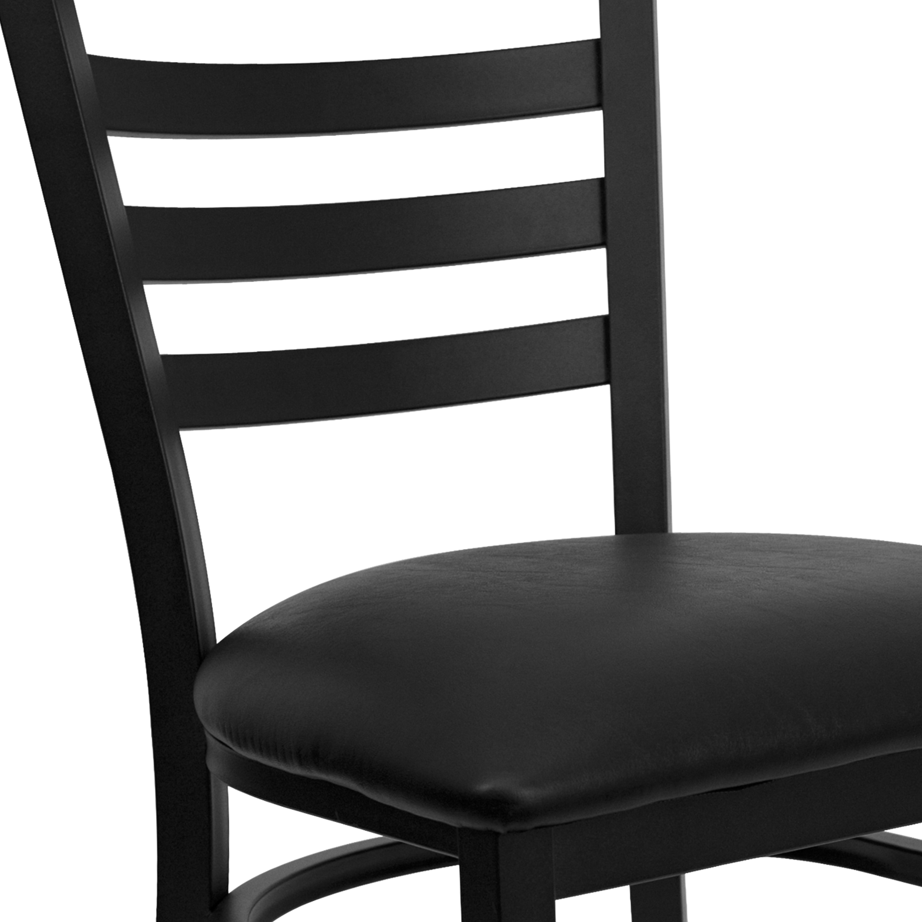Elegant Ladderback 32'' Dining Chair with Black Vinyl Seat