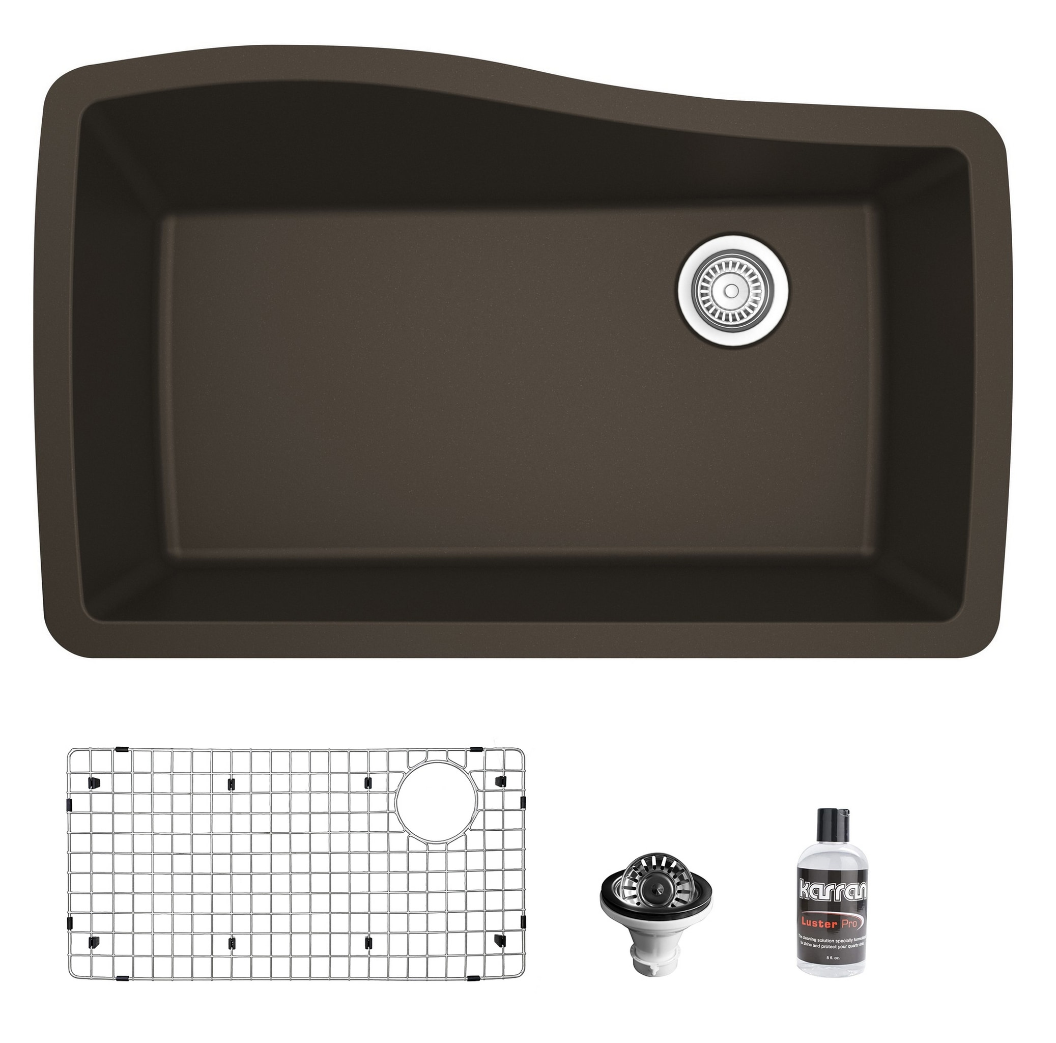 Karran QU-722-BR-PK1 Undermount 33.50-in x 21-in Quartz Single bowl Kitchen Sink