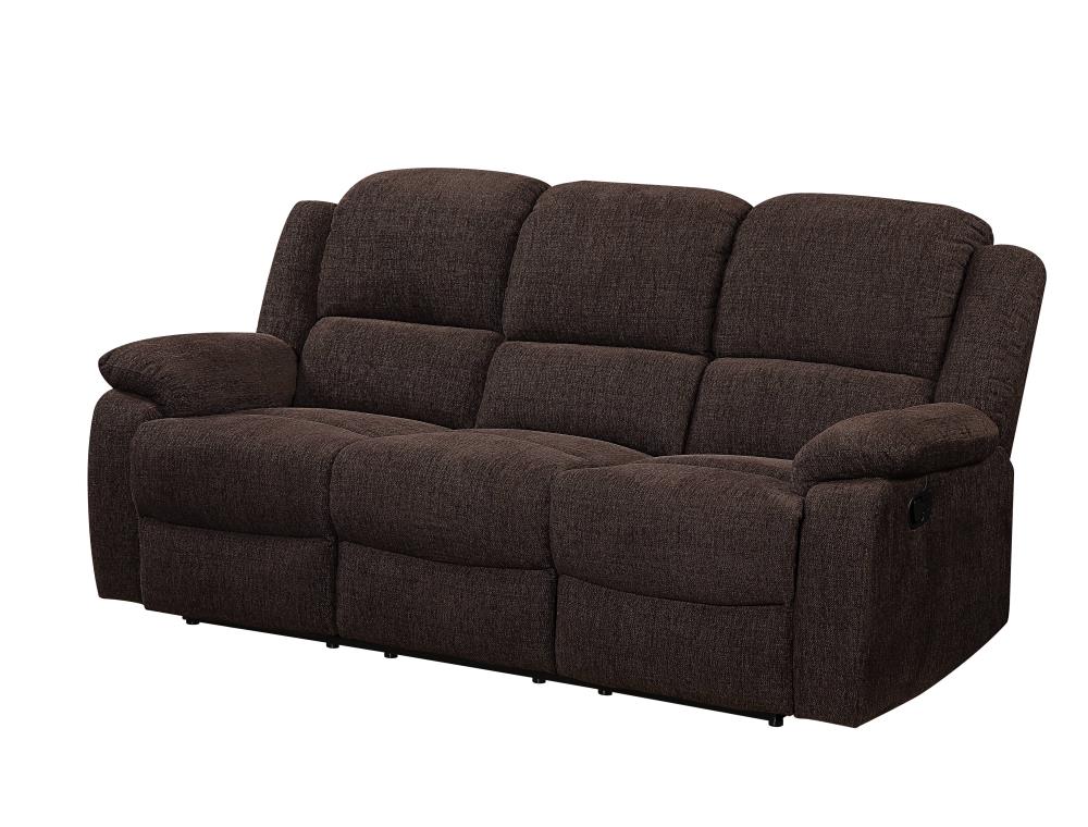 Kalen 78'' Velvety Brown Chenille Reclining Sofa with Cup Holders