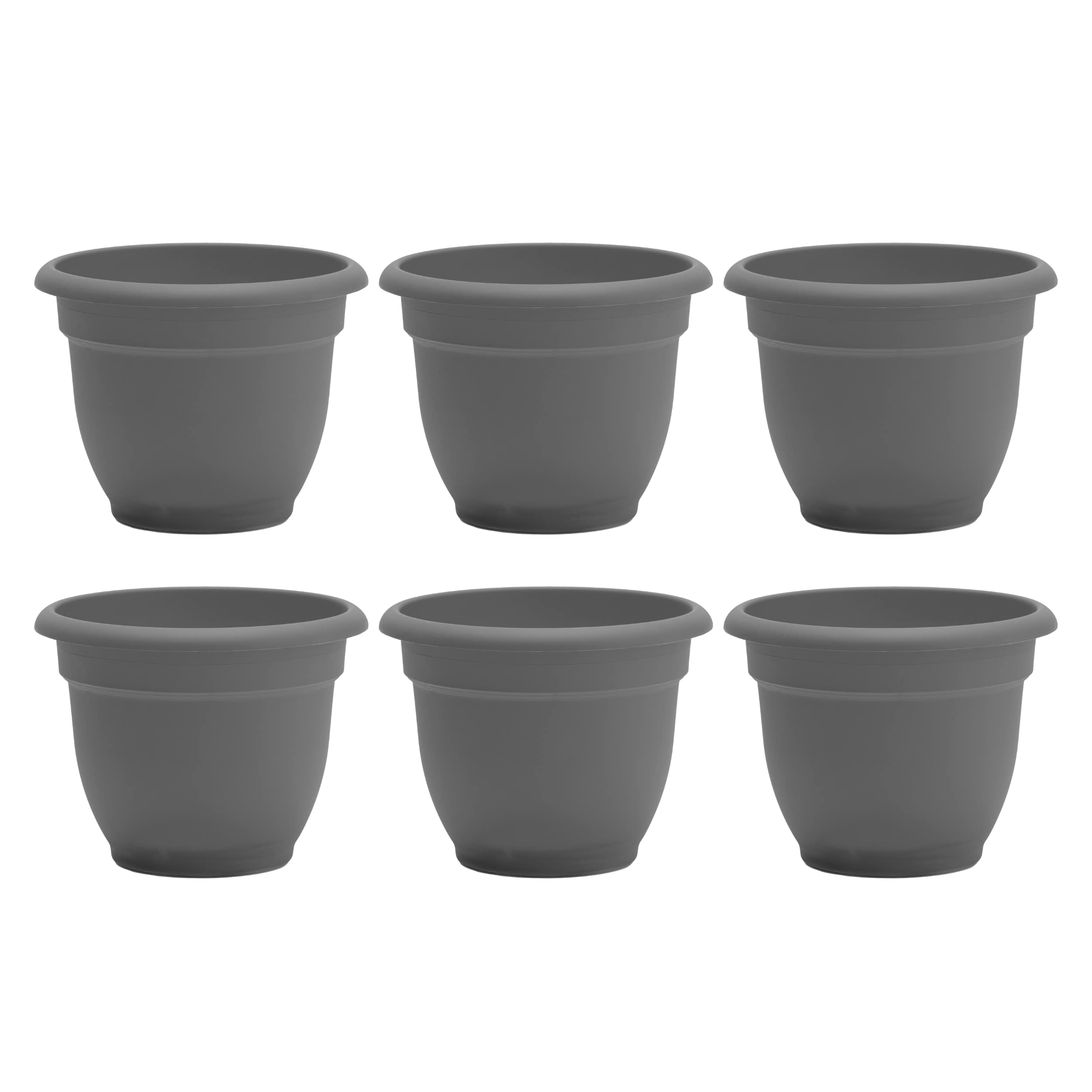 Bloem DCB-APMIX56 6 -Pack Round 6.5-in W Small Gray Plastic Indoor/Outdoor Planter with Drainage Holes with Self Watering