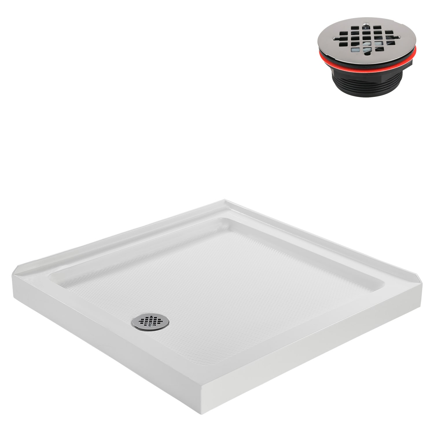 Streamline 36" White Acrylic Corner Shower Base with ABS Drain