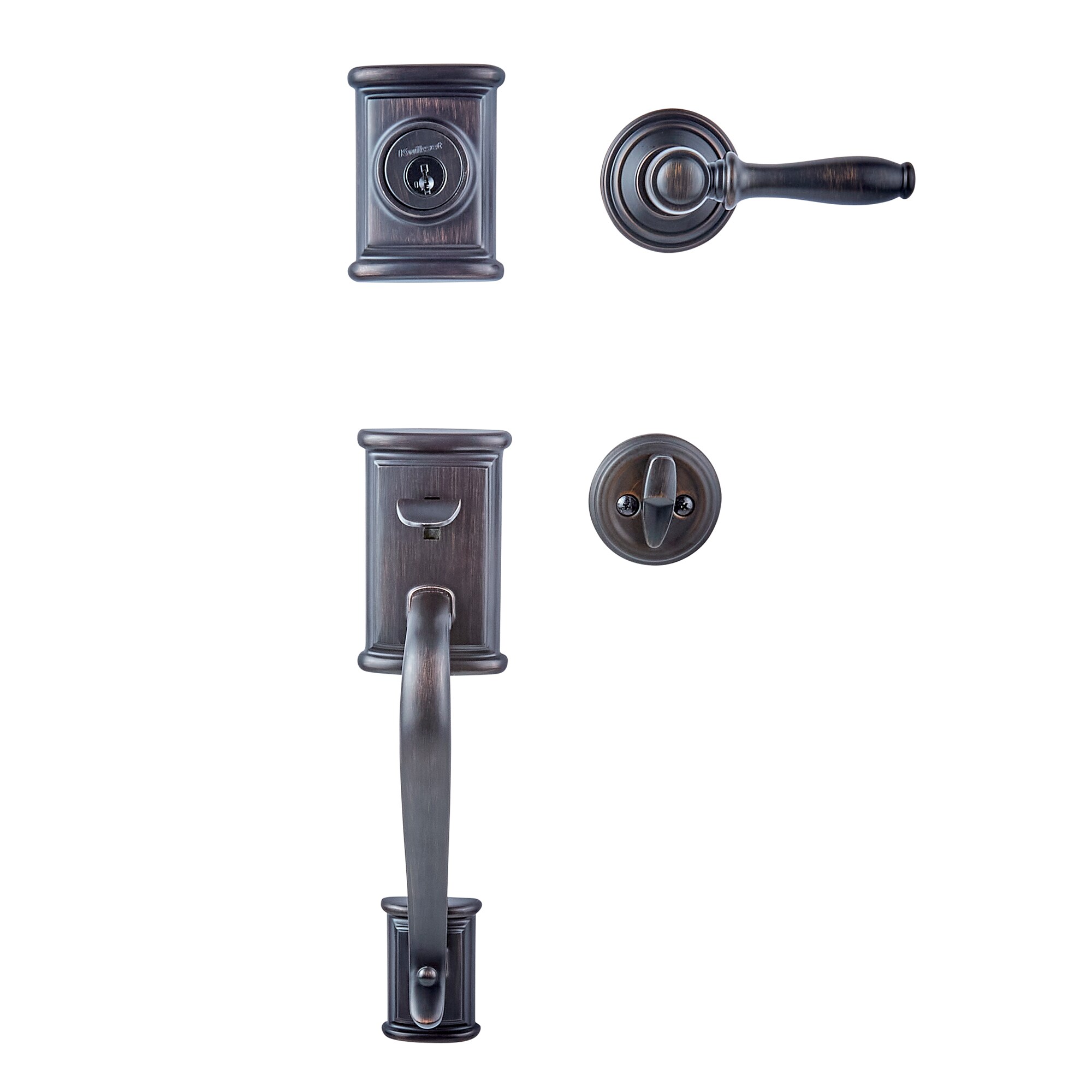 Kwikset Signature Series Signature Series Ashfield Venetian Bronze Single- Cylinder Deadbolt Keyed Entry Door Handleset with Ashfield Lever and  Smartkey in the Handlesets department at