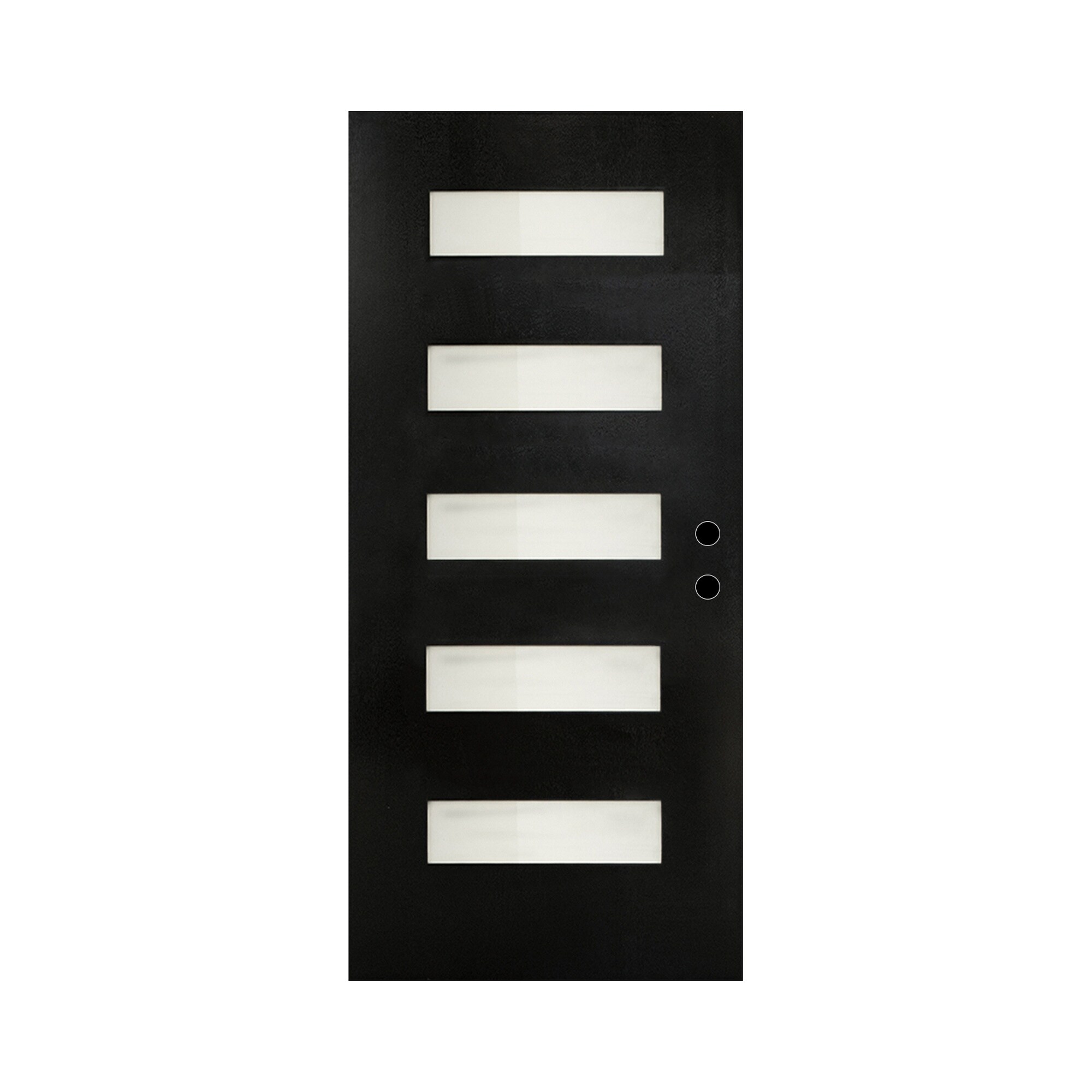 Boyel Living 36-in x 80-in Black Fiberglass Front Door Slab with 5-Lite Frosted Glass Left-hand inswing