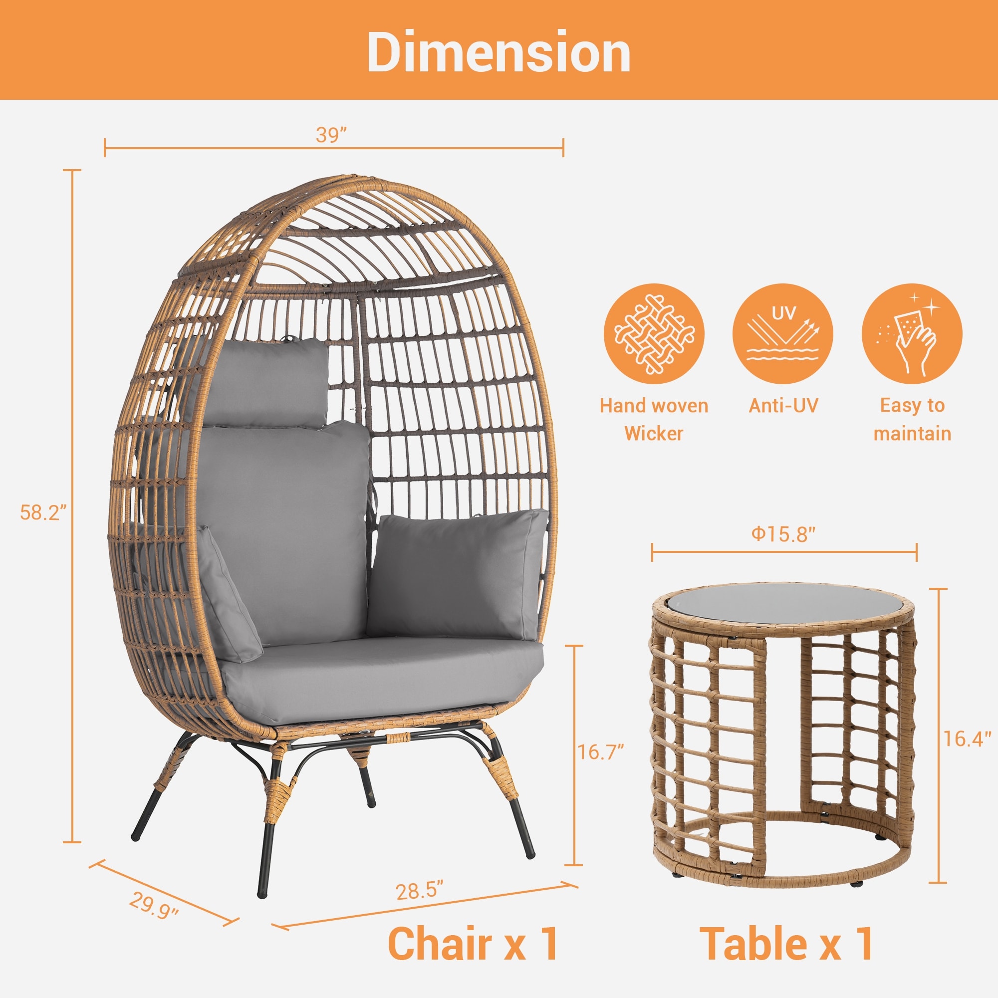 SANSTAR L-RJDC53Y-BB Patio-Conversation-Sets - View #2