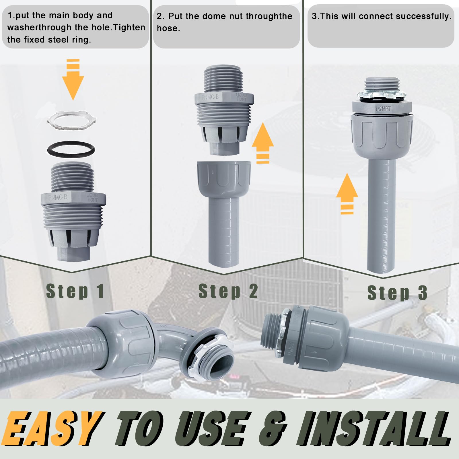 Aoibox 1 2 in x 5 ft Non Metallic Flexible Liquid Tight Conduit Kit ...