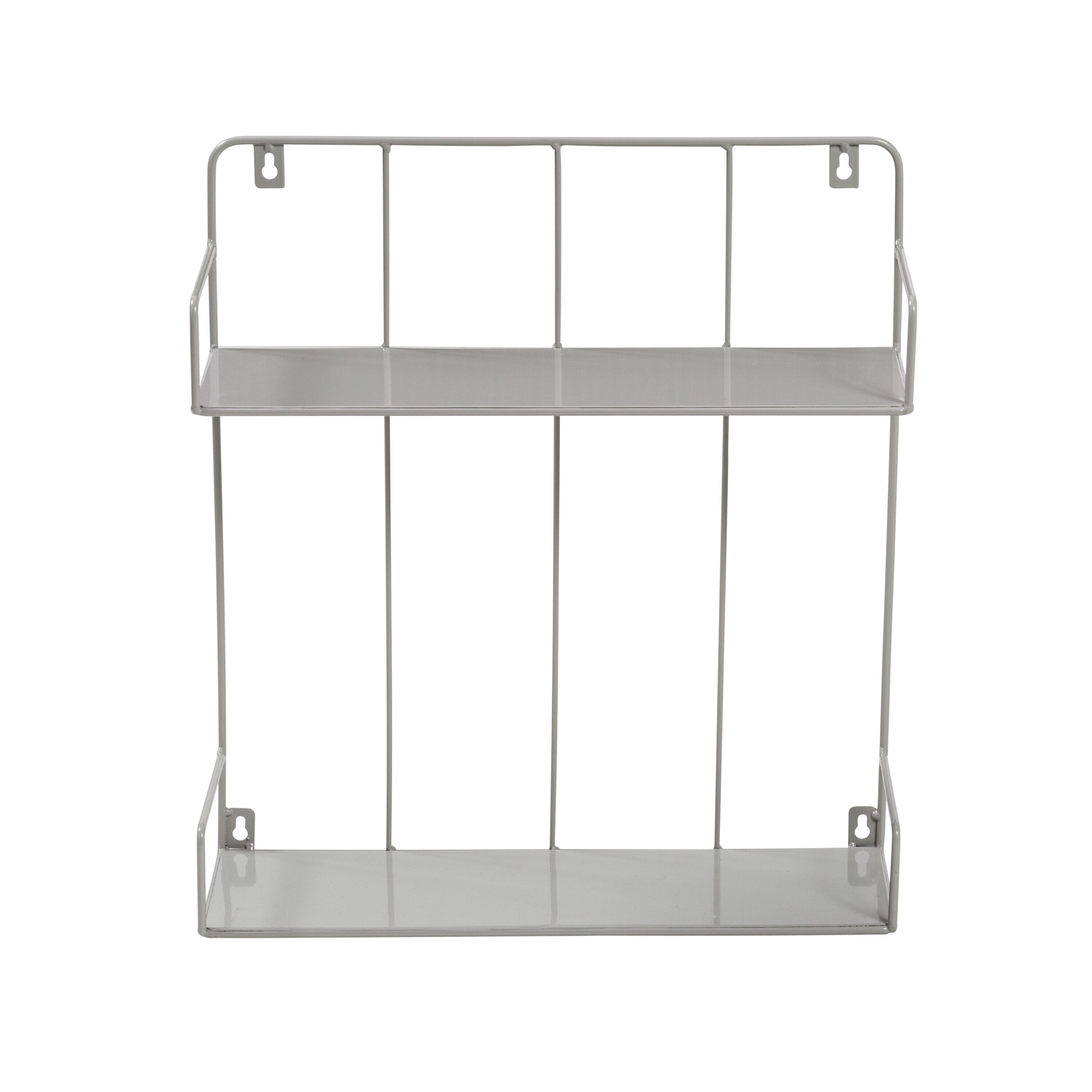 Gray Steel 2-Tier Wall Shelf with Curved Design
