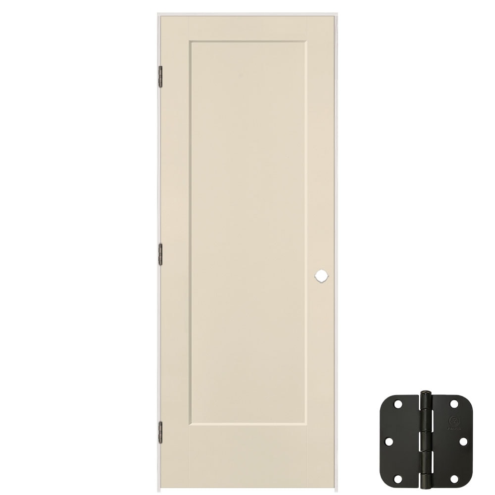Masonite 5071504 30-in x 80-in Cream-n-Sugar Solid core 1-panel square Right hand Smooth Prefinished Molded composite Flat Jamb Single Prehung Interior Door