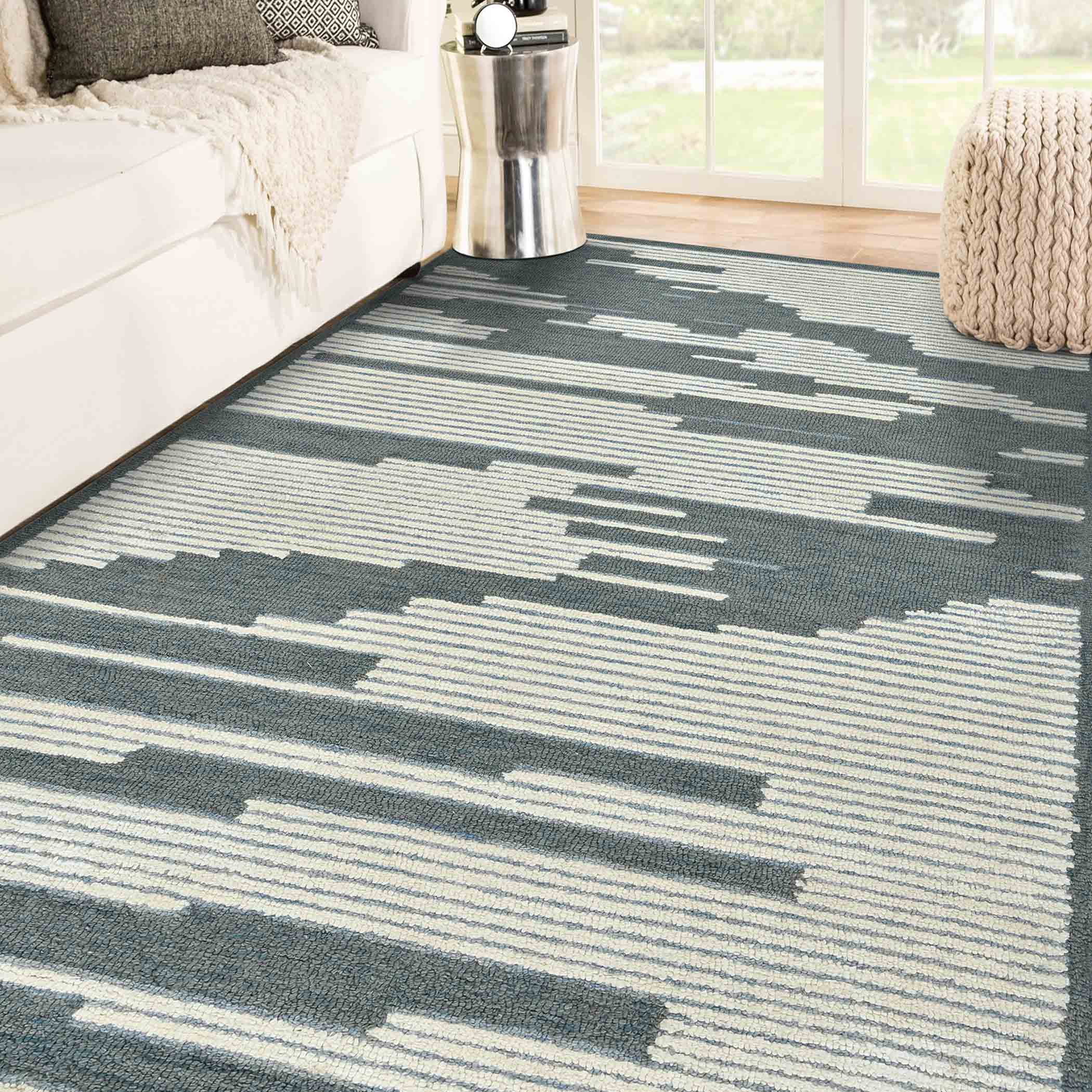 Amer Rugs CHI30508 5 x 8 (ft) Wool Blue Rectangular Indoor Geometric Farmhouse/Cottage Area rug