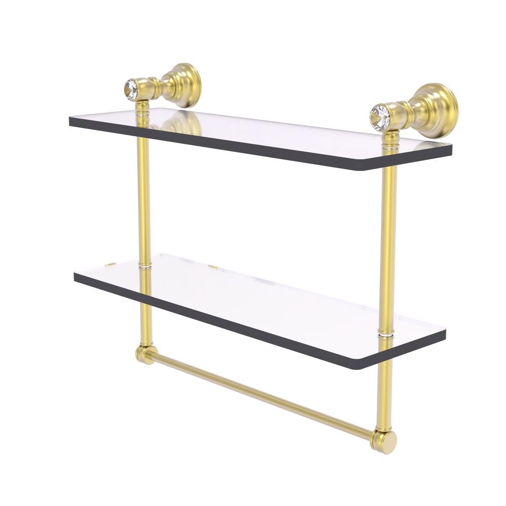 Allied Brass CC-2-TB-16-SBR Carolina Crystal Satin Brass 2 -Tier Wall mount Bathroom Shelf ( 16-in x 9.5-in x 5-in )