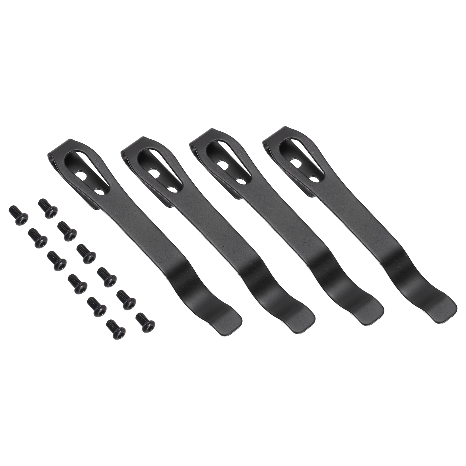 Harfington 4Set Deep Carry Pocket Clip 2.6 Inch(66mm) Length 420 Stainless Steel Blackening Universal Folding Knife Pocket Back Clip with Screws for Man DIY Knife Repair Replacement Parts Black
