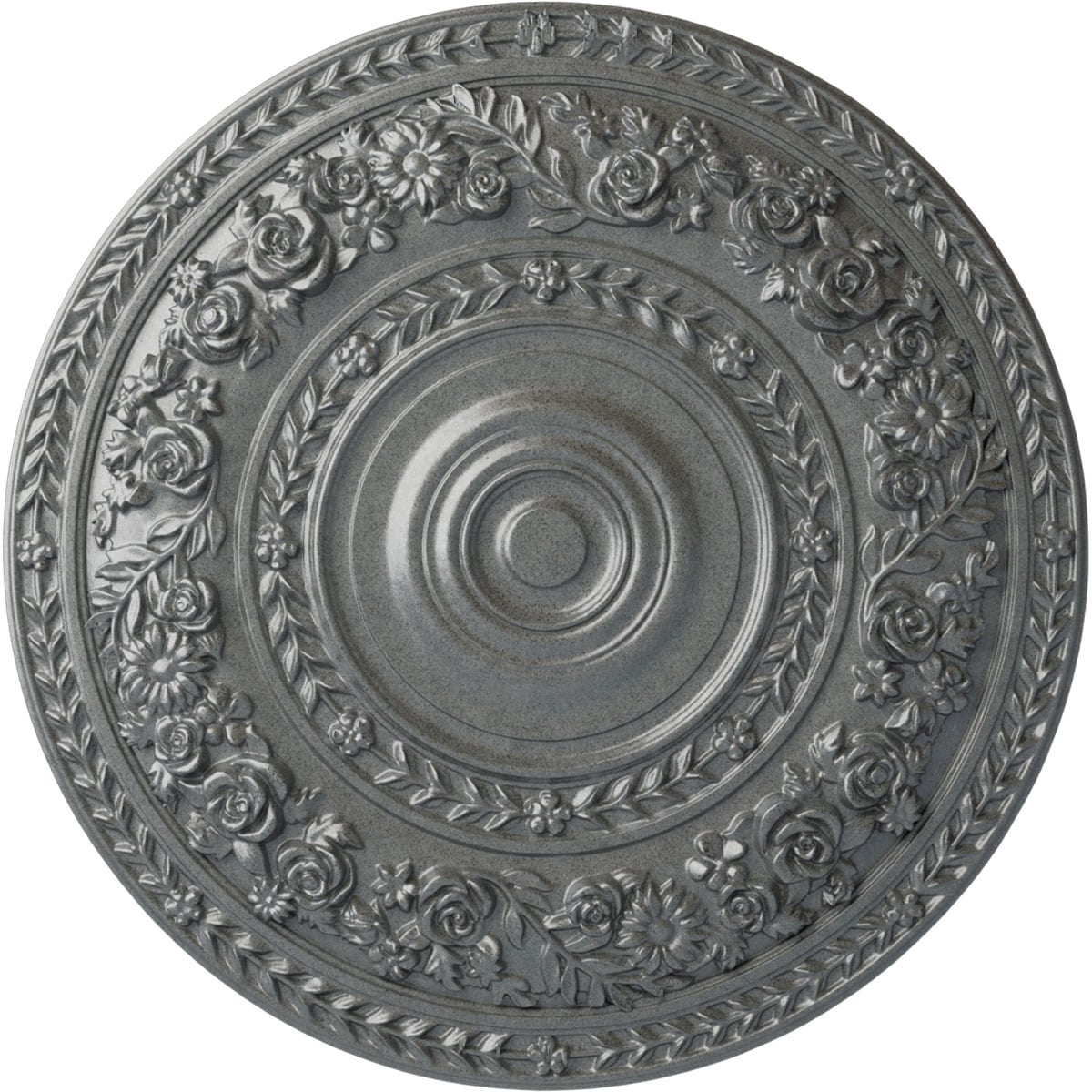 Ekena Millwork CM33ROPLS Rose 33.875-in W x 33.875-in L Painted Platinum Polyurethane Whole Ceiling Medallion