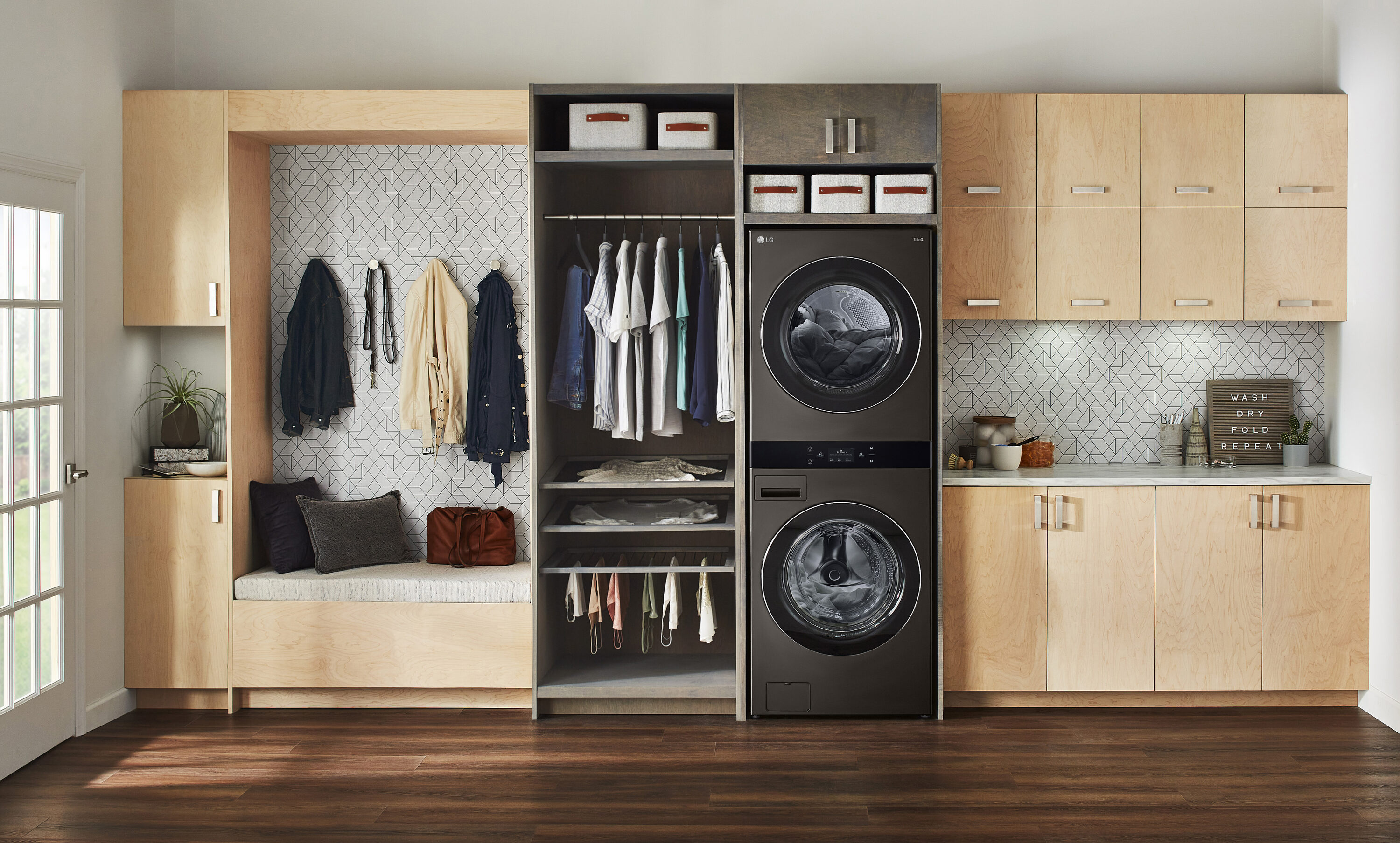 black stainless stackable washer and dryer