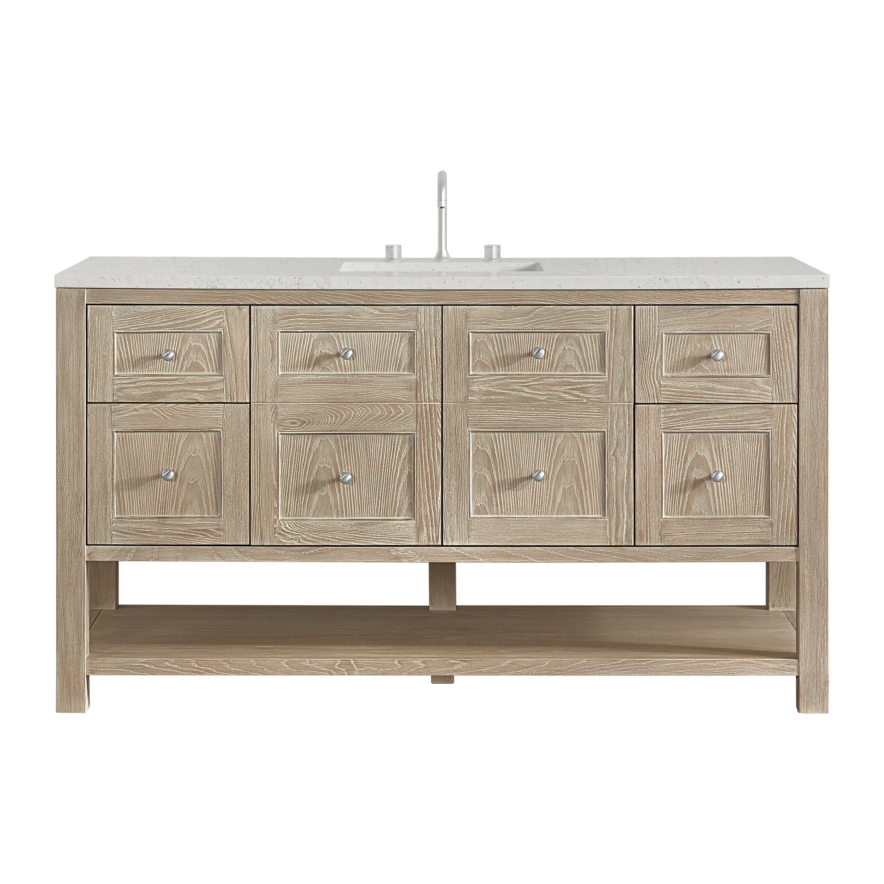 James Martin Vanities 330-V60S-WWO-3LDL Breckenridge 60-in Whitewashed Oak Undermount Single Sink Bathroom Vanity with Lime Delight Quartz Top