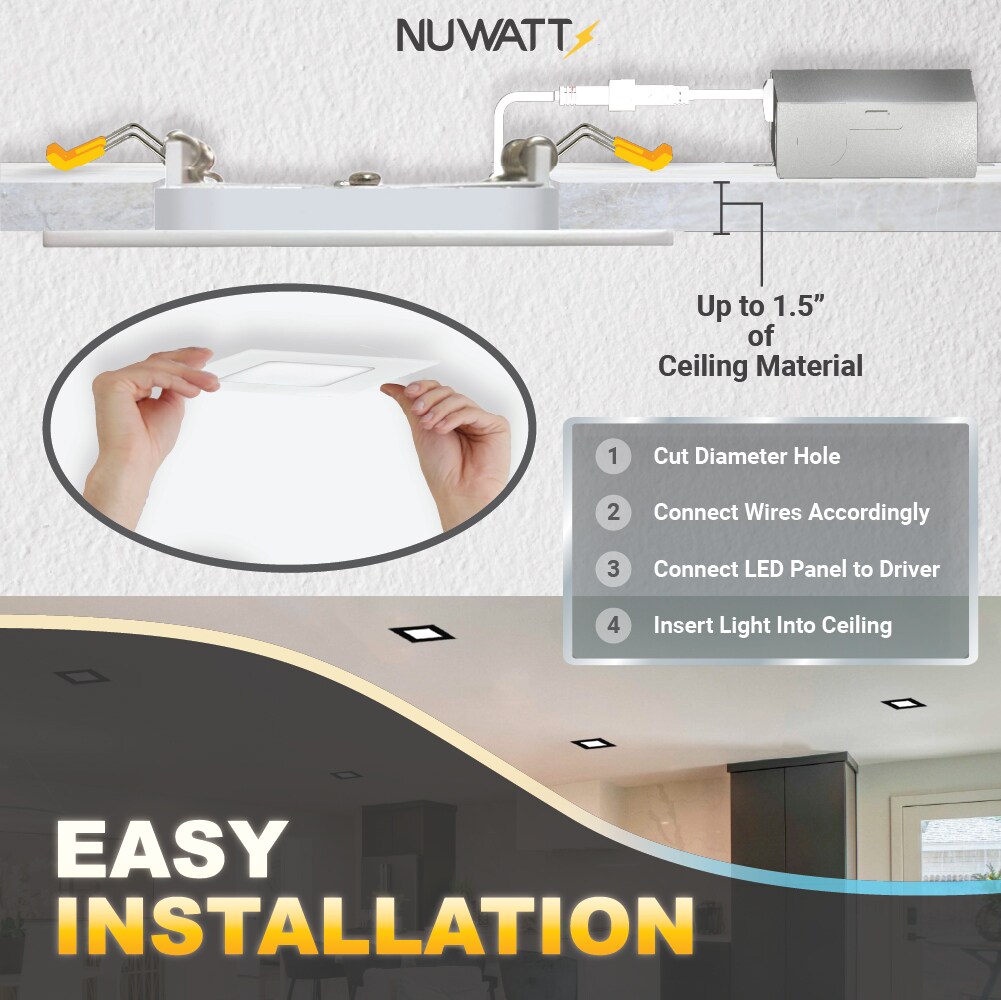 12-Pack White Aluminum Square LED Recessed Lights with Dimmable Feature