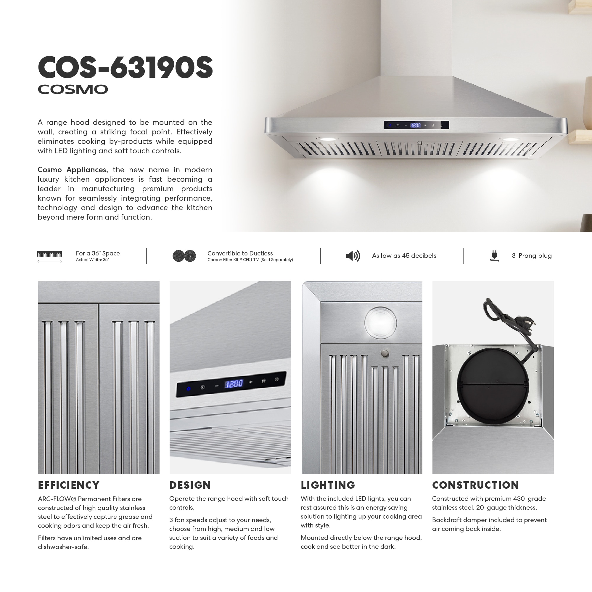 Cosmo COS-63190S Wall-Mounted-Range-Hoods - View #4