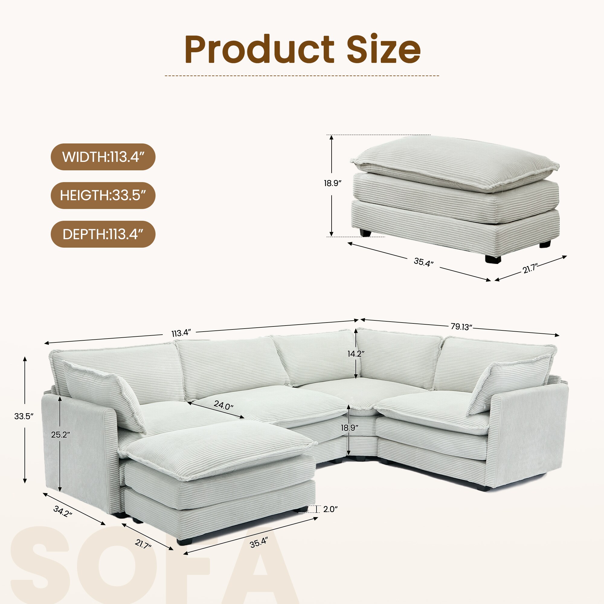 VOUA SAF-XNECW3-GY Sofas-Loveseats - View #3