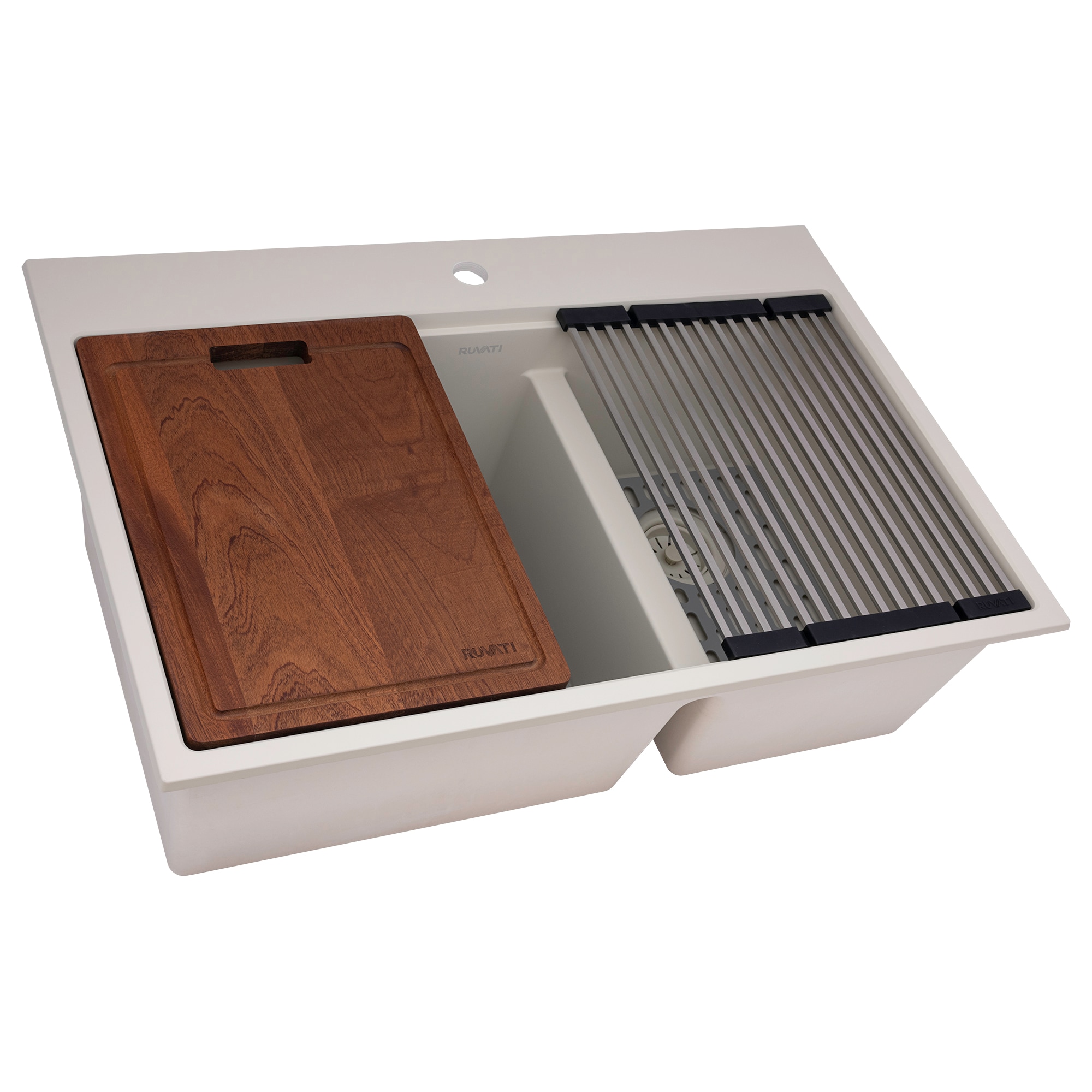 Ruvati RVG1327WB epiRock Drop-in 33-in x 22-in Composite Double offset bowl Workstation Kitchen Sink