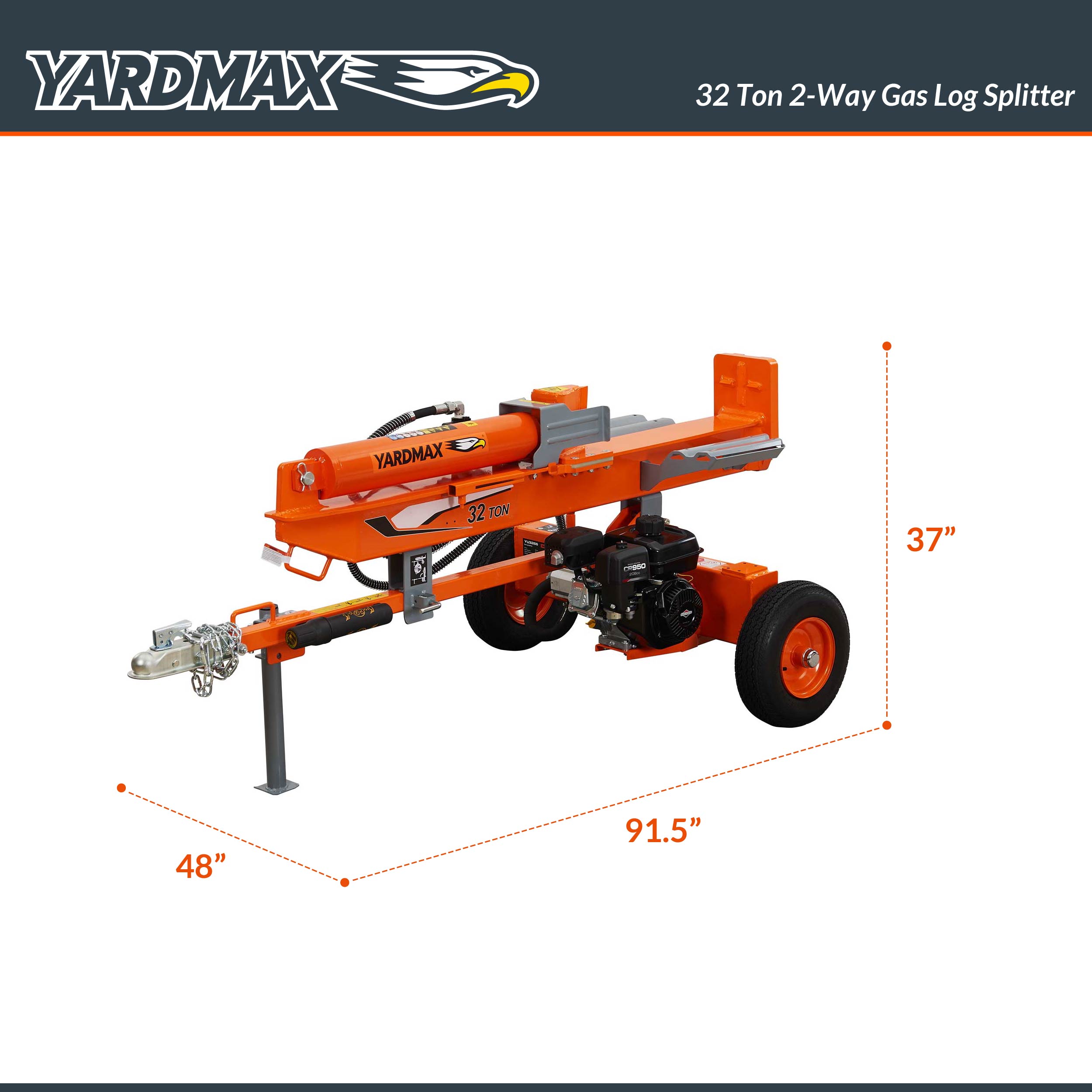 YARDMAX YU3266 32 Ton 208 cc Horizontal and Vertical Gas Log Splitter with Briggs and Stratton Engine YU3266 at Lowes