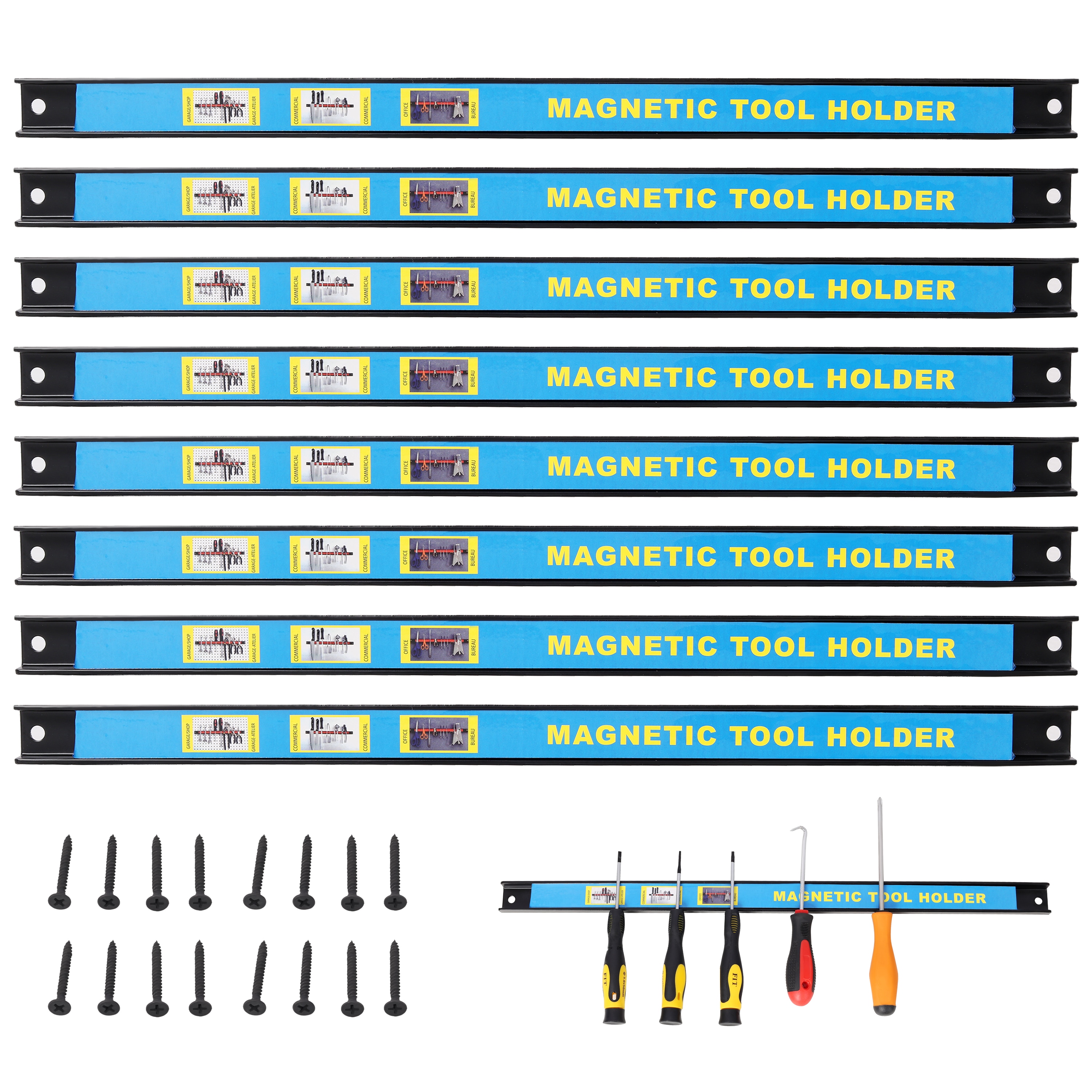 Bayfeve 8 Pack 18 Inch Heavy Duty Magnetic Tool Bar Set for Garage and Workshop