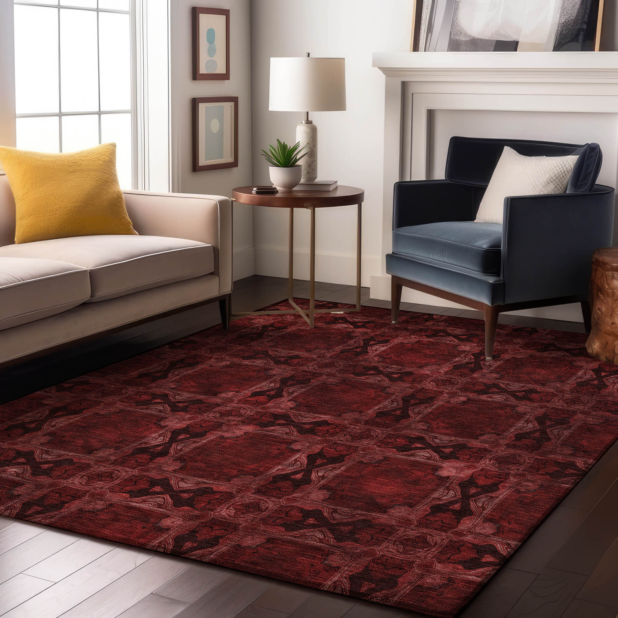 Addison Rugs AMF550YE9X12 Mayfield AMF550YE 9 x 12 (ft) Loomed Polyester Yellow Rectangular Indoor Geometric Machine washable Area rug