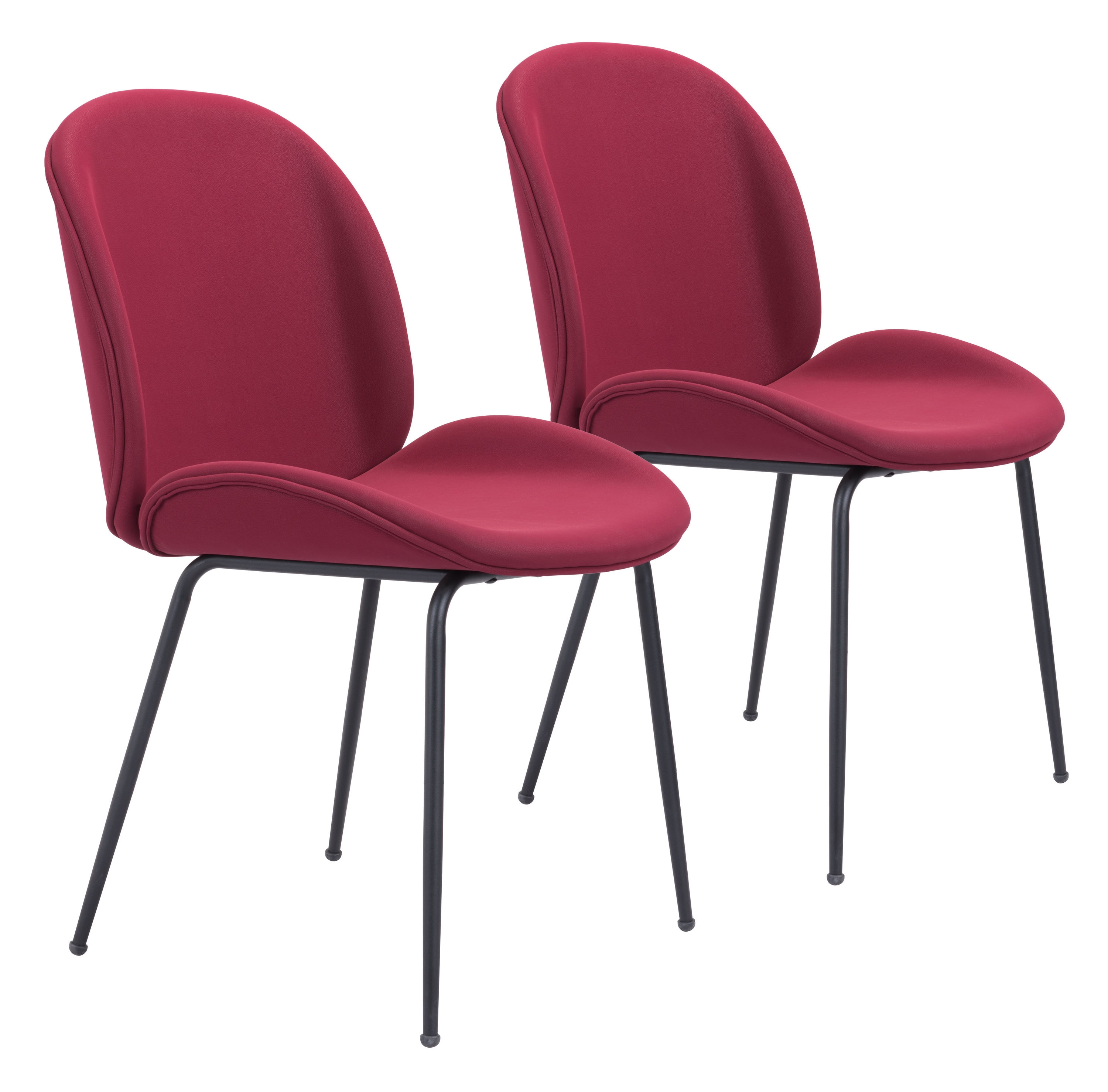 Zuo Modern 101748 Set of 2-Mile Contemporary/Modern Polyester Upholstered Side Chair (Metal Frame)
