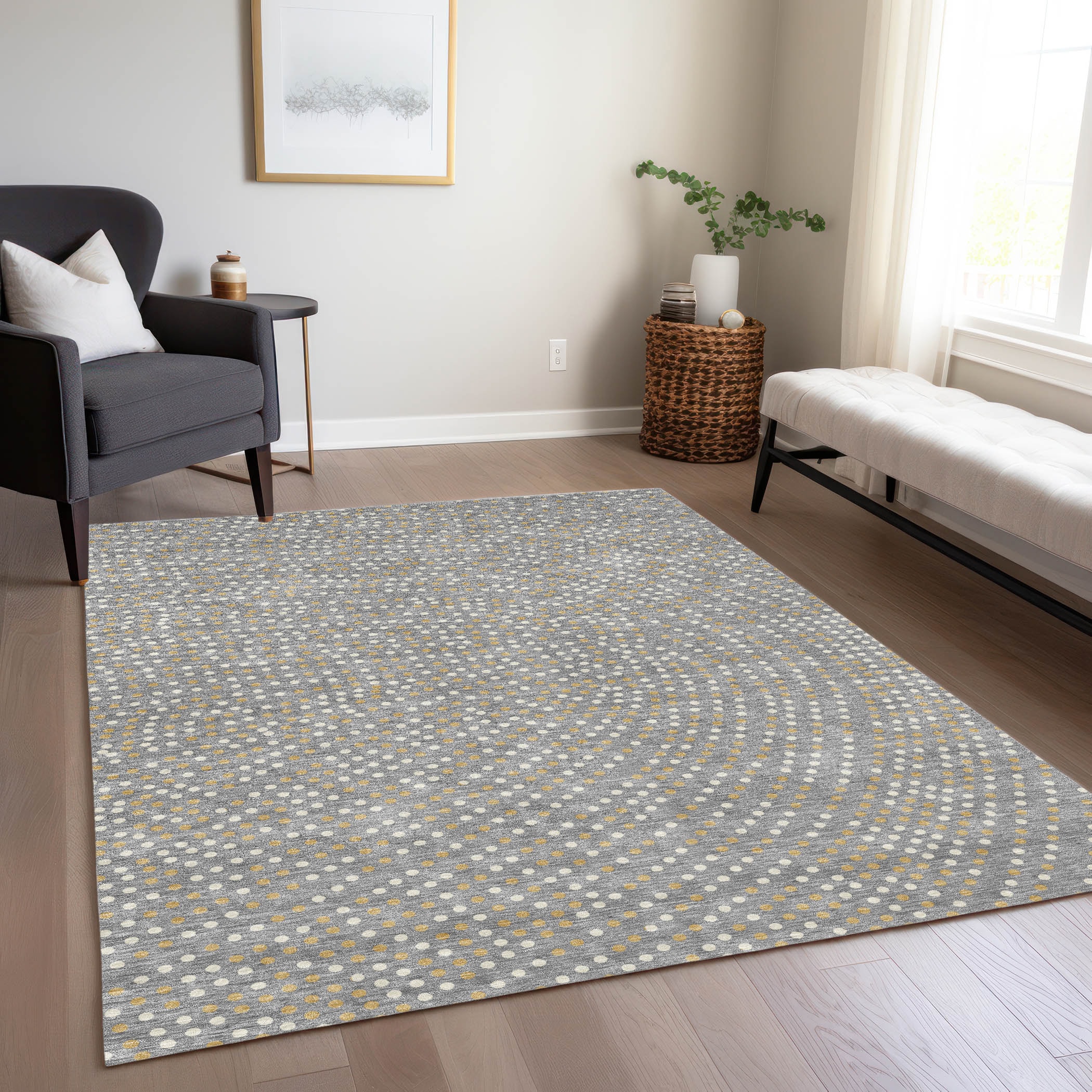 Addison Rugs ACN1021GY30X46 Chantille ACN1021GY 2 x 3 (ft) Polyester Gray Rectangular Indoor/Outdoor Geometric Machine washable Area rug