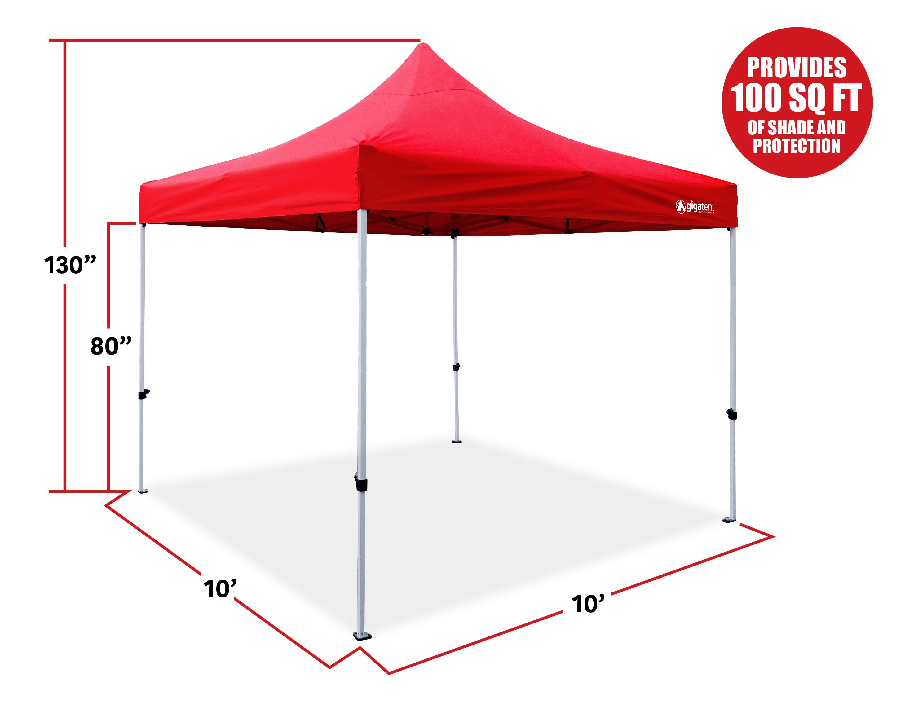 Gigatent 10-ft x 10-ft GT008 Square Red Plastic Polyester Roof Semi ...